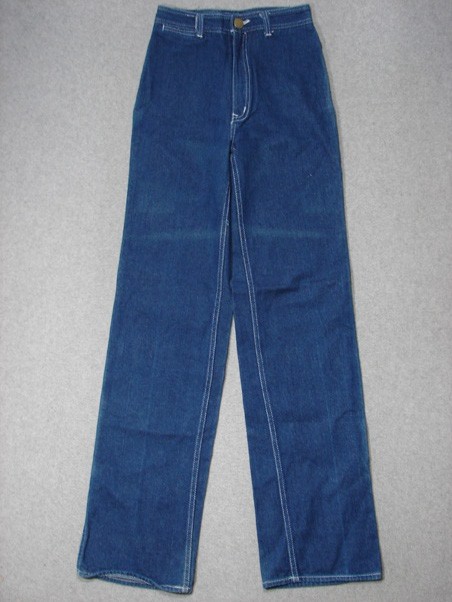 RI07420 VINTAGE 1970s **BON BON** STRAIGHT LEG WOMENS JEANS 23×34 DARK BLUE
