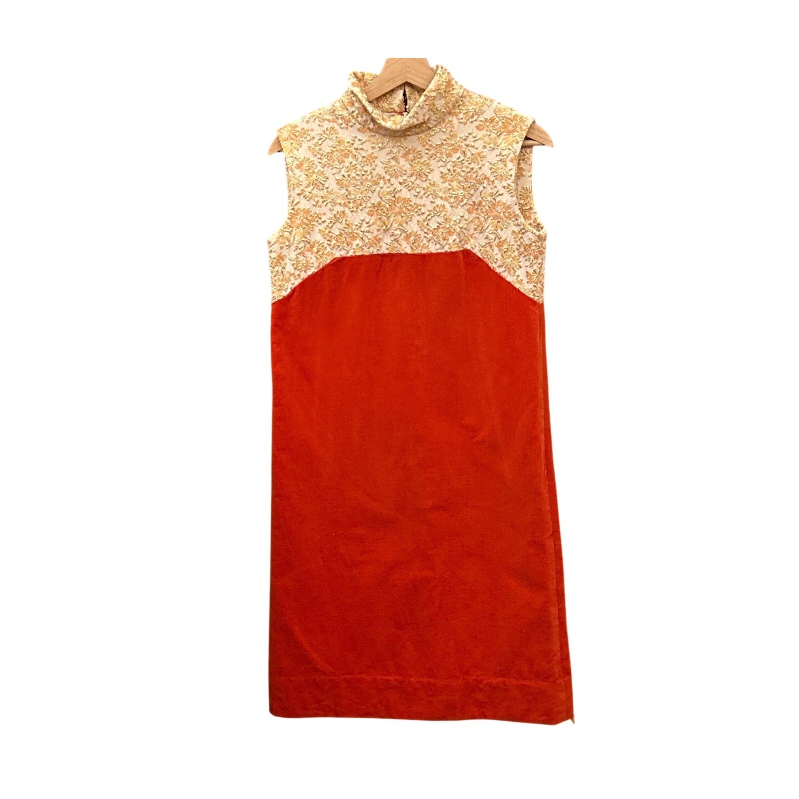 60s Vintage Velvet Brocade Shift Dress Mod Retro Festive Gogo Maximalist Elegant