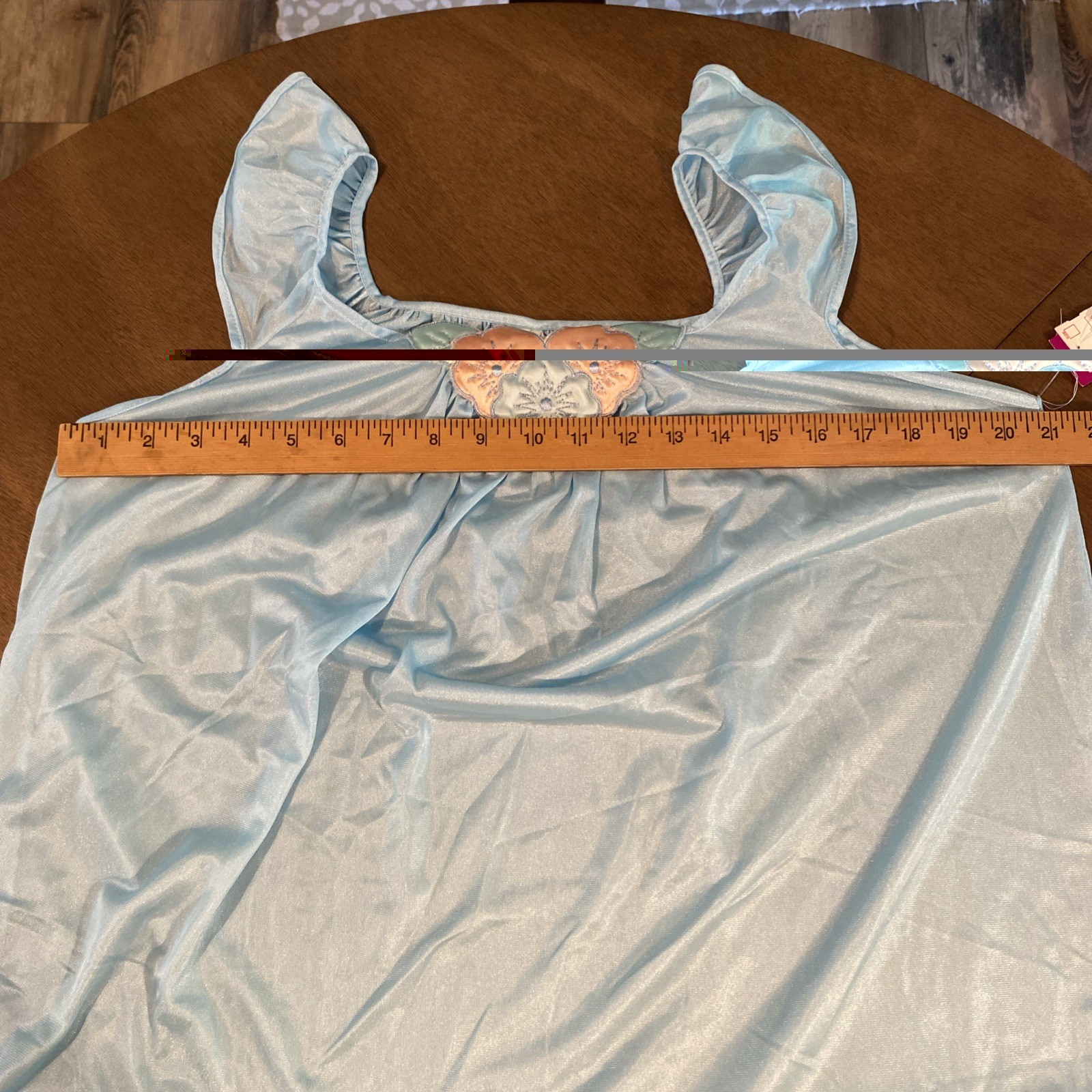 VTG Blue Nylon Babydoll Ruffled Nightie Granny Pantie Set NOS Sz.M (Lg. Panty)