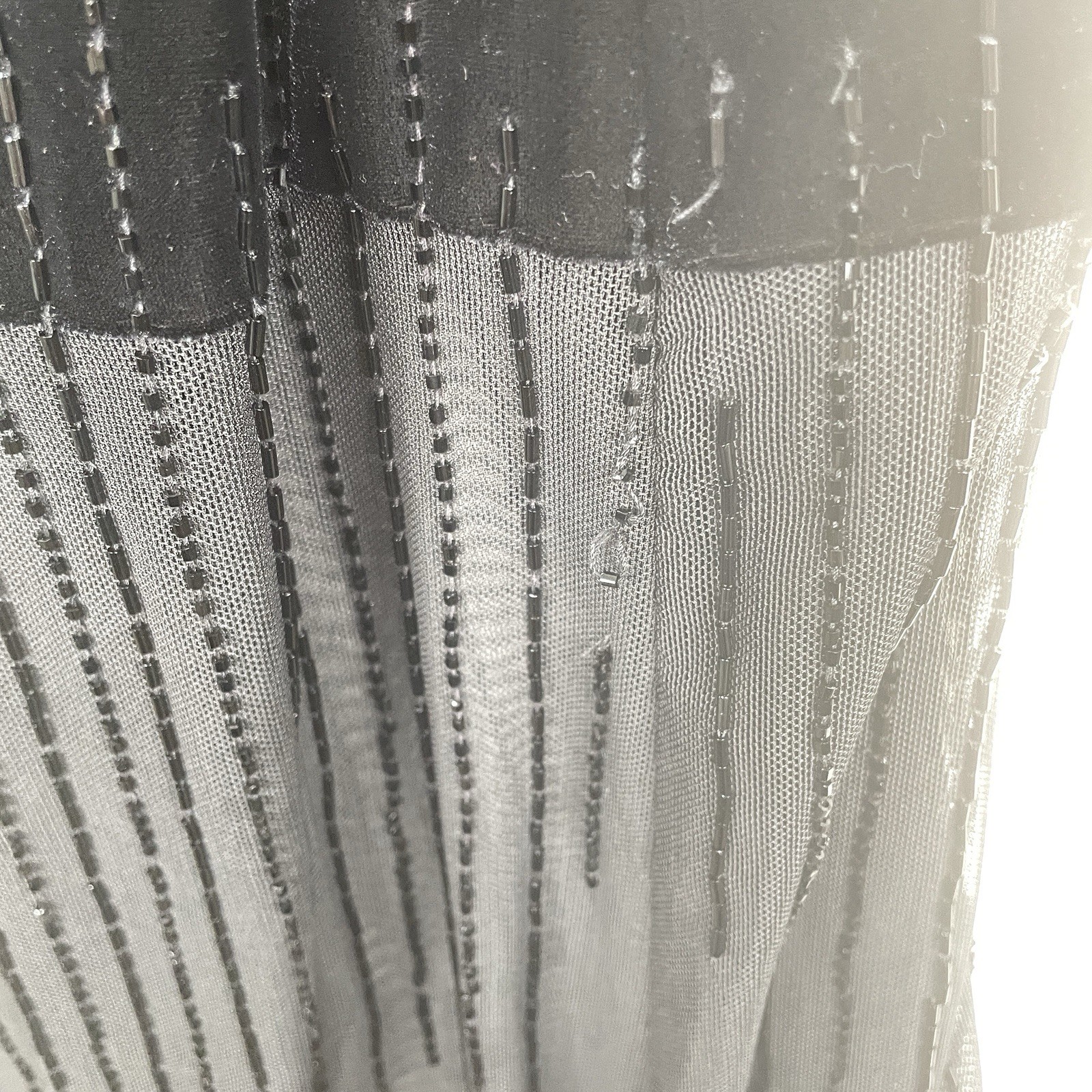 Vintage 90s Y2K Niki Livas Velvet Maxi Dress Size 12 Black Beaded Sheer Bottom