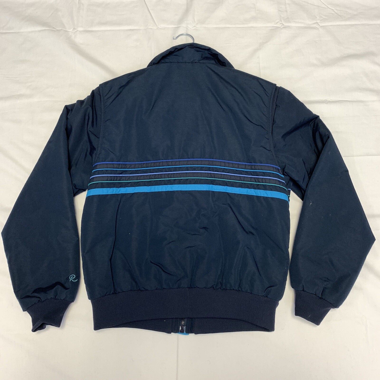 Vtg 80s Robbe Ski Wear Jacket Winter Blue with Stripes Ladies Betsy Size 10 Rare