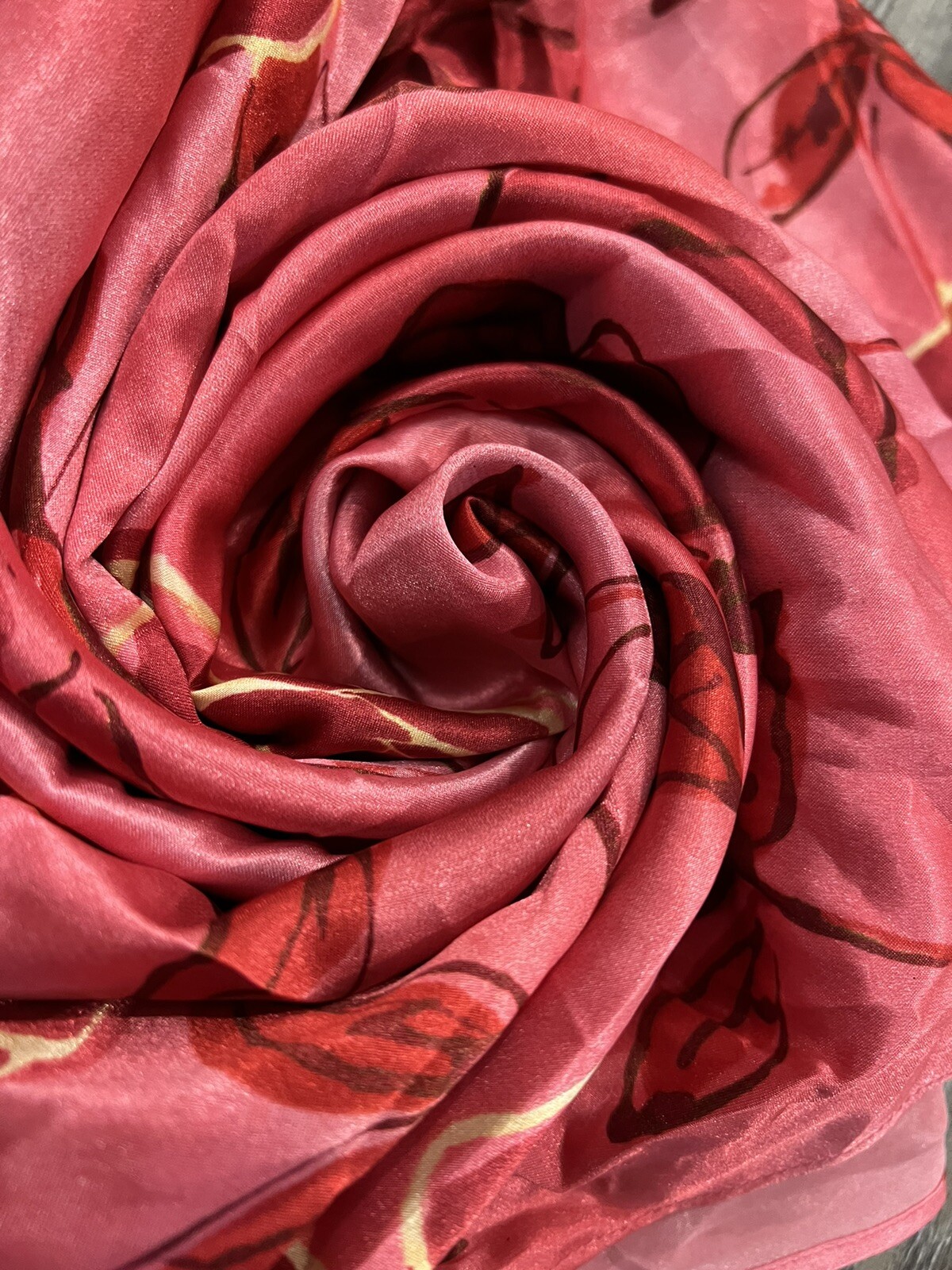 VTG80’s Alexandra Nicole Women’s Red Pink Roses Doubled Spaghetti Straps Slip M