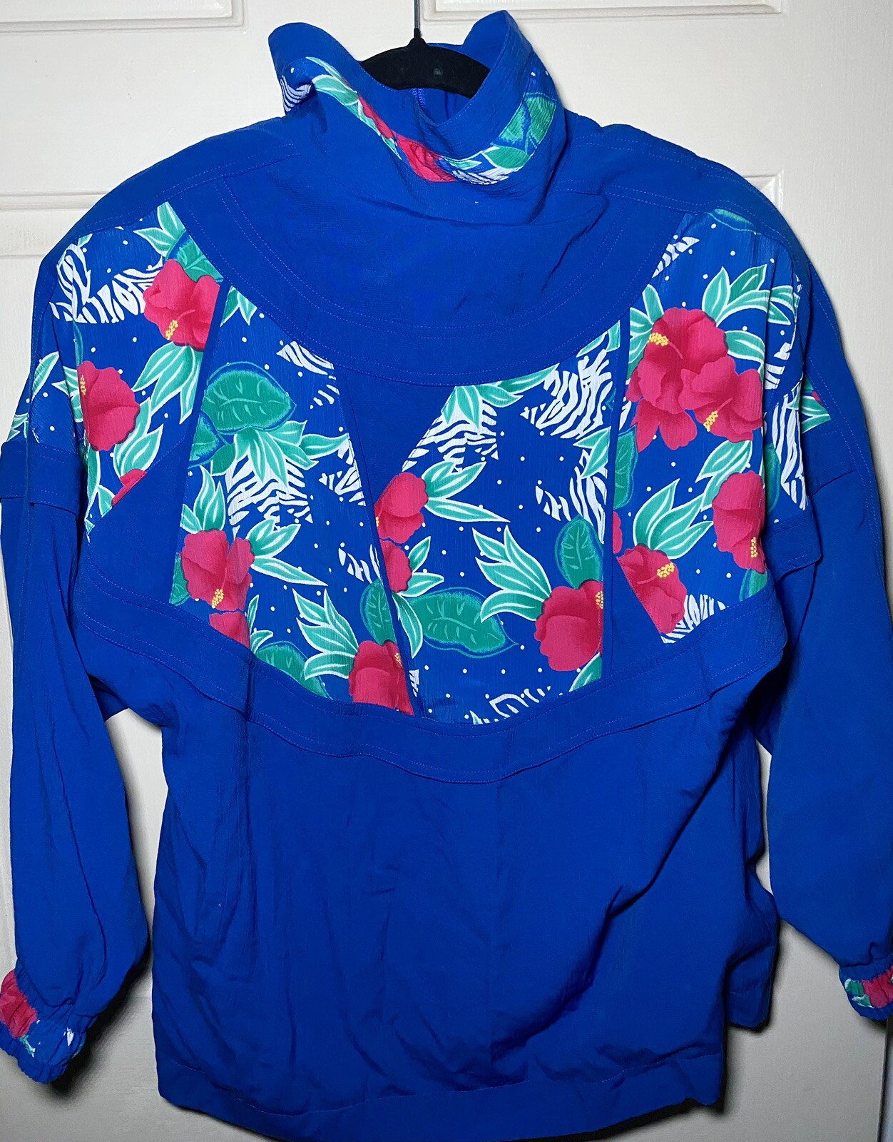 Vintage 80s Tan Jay Royal Blue Jacket Windbreaker Petite Medium