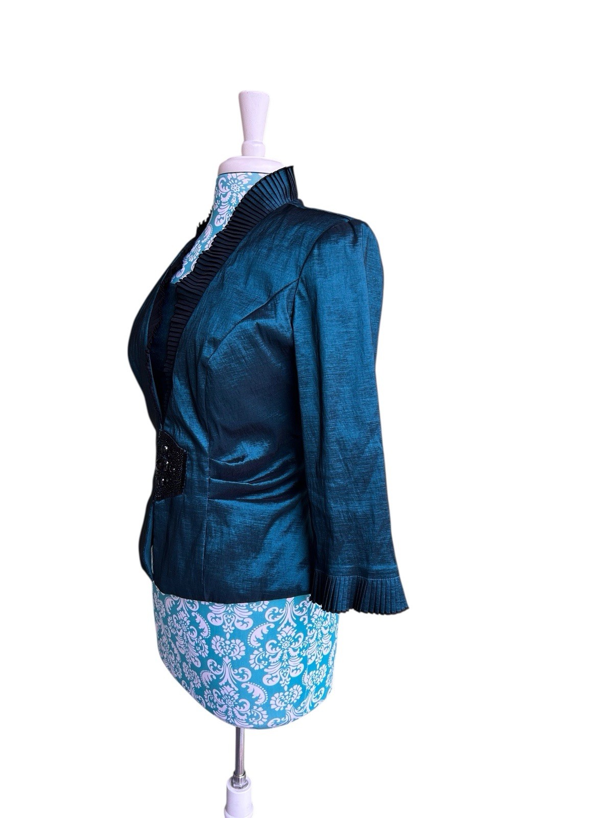 Carol Lin JR Nites Teal Jacket Top Camisole SET Evening Glam Holiday Christmas
