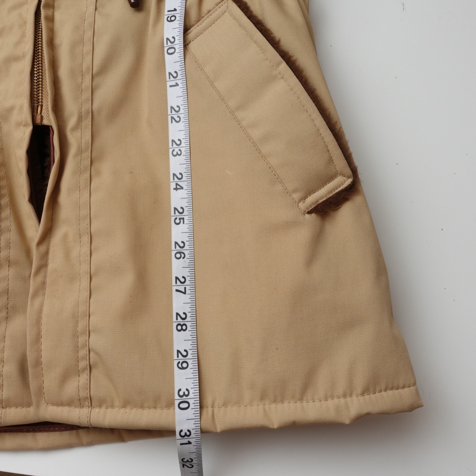 Vintage 70s Boys / Women’s Faux Fur Sherpa Lined Canvas Jacket Size Medium Coat