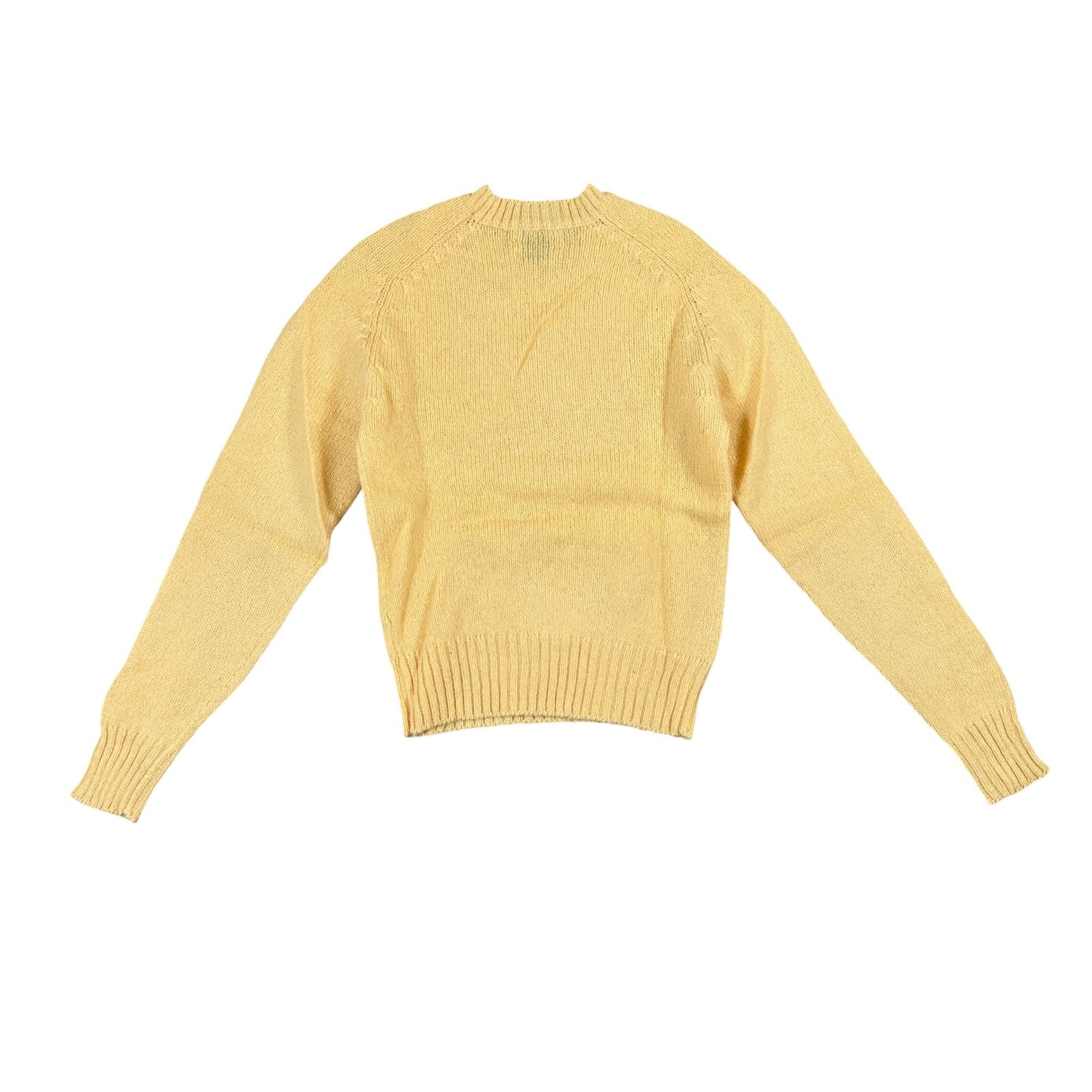 Vintage Crazy Horse Shetlander Yellow 100% Shetland Wool Crewneck Sweater HK72
