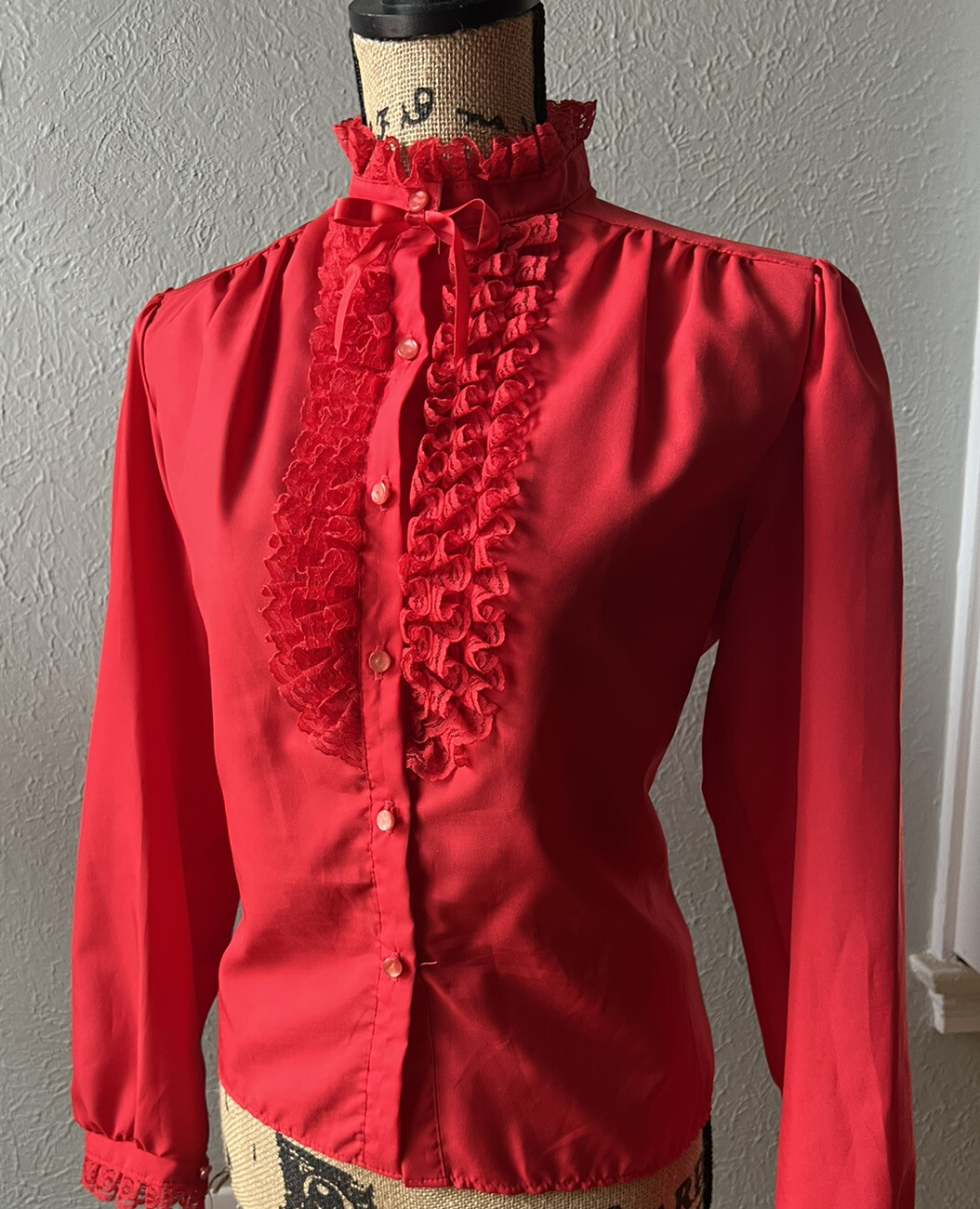 1970s Vintage Lipstick Red Ruffled 1980s 70s 80s Retro Dolly M Geek Secretary