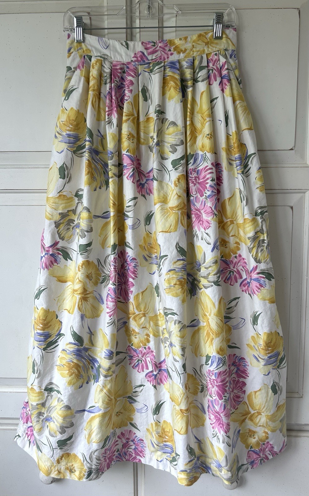 VTG KENSINGTON SQUARE Garden Party Floral Pleated Pockets Midi Skirt XS/SMALL?
