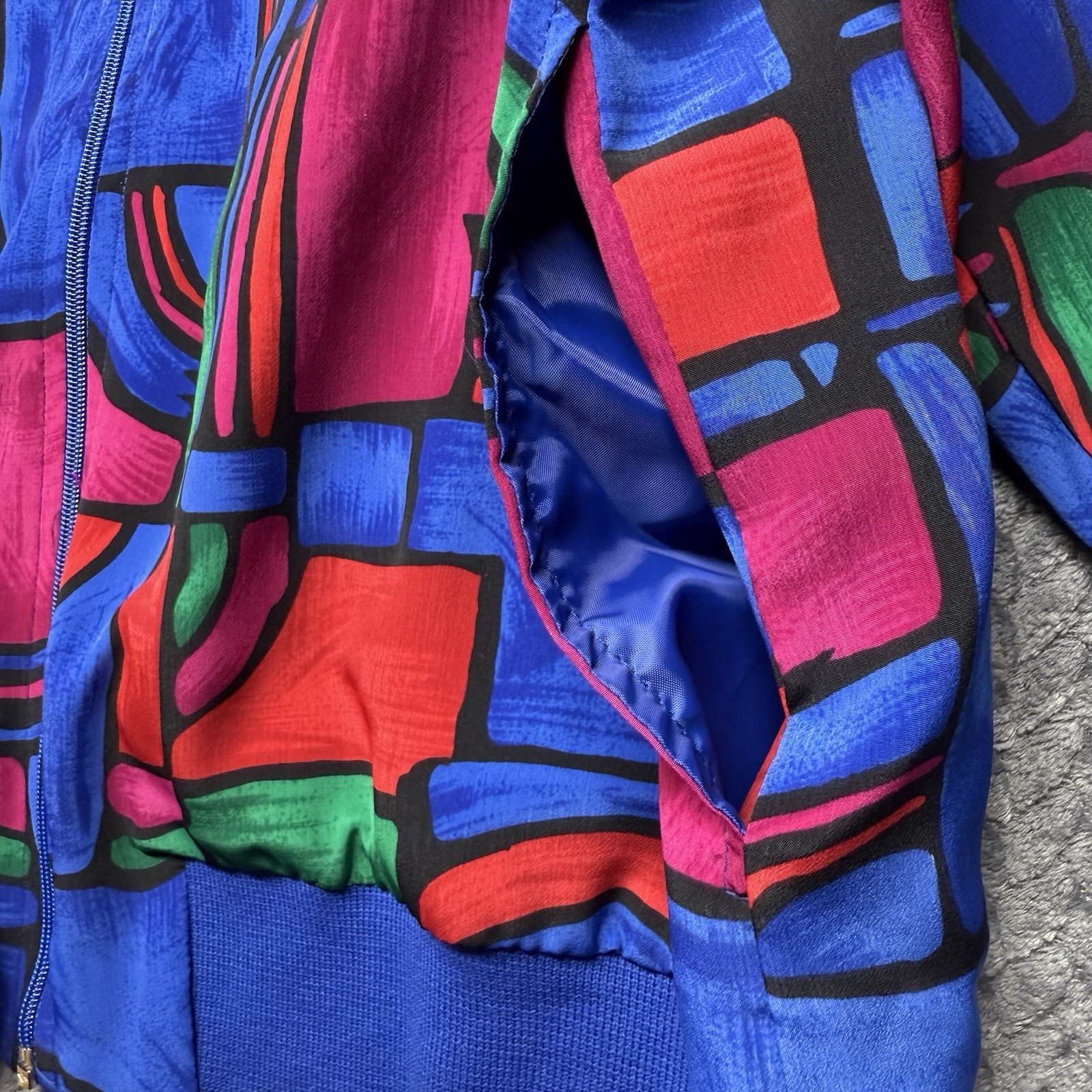 NEW Street Smart By Teddi Bomber Jacket XL VTG Abstract Art Multicolor 80s 90s