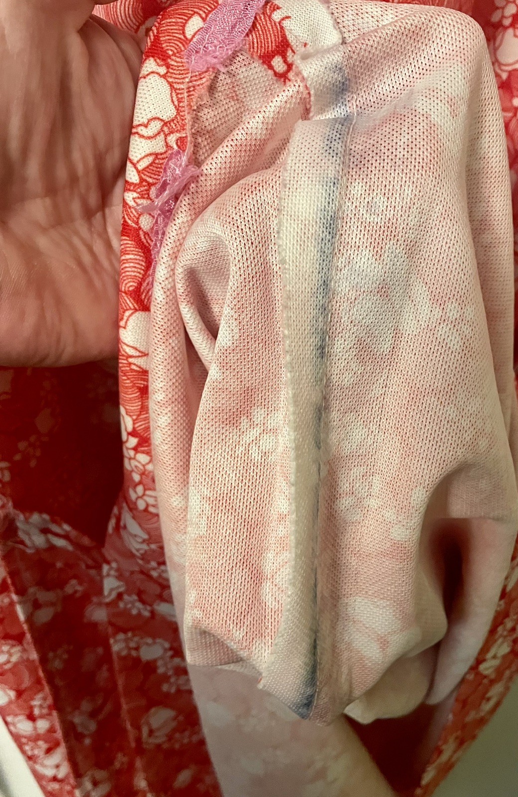 Vintage Red Floral Smock Dress Housecoat Handmade