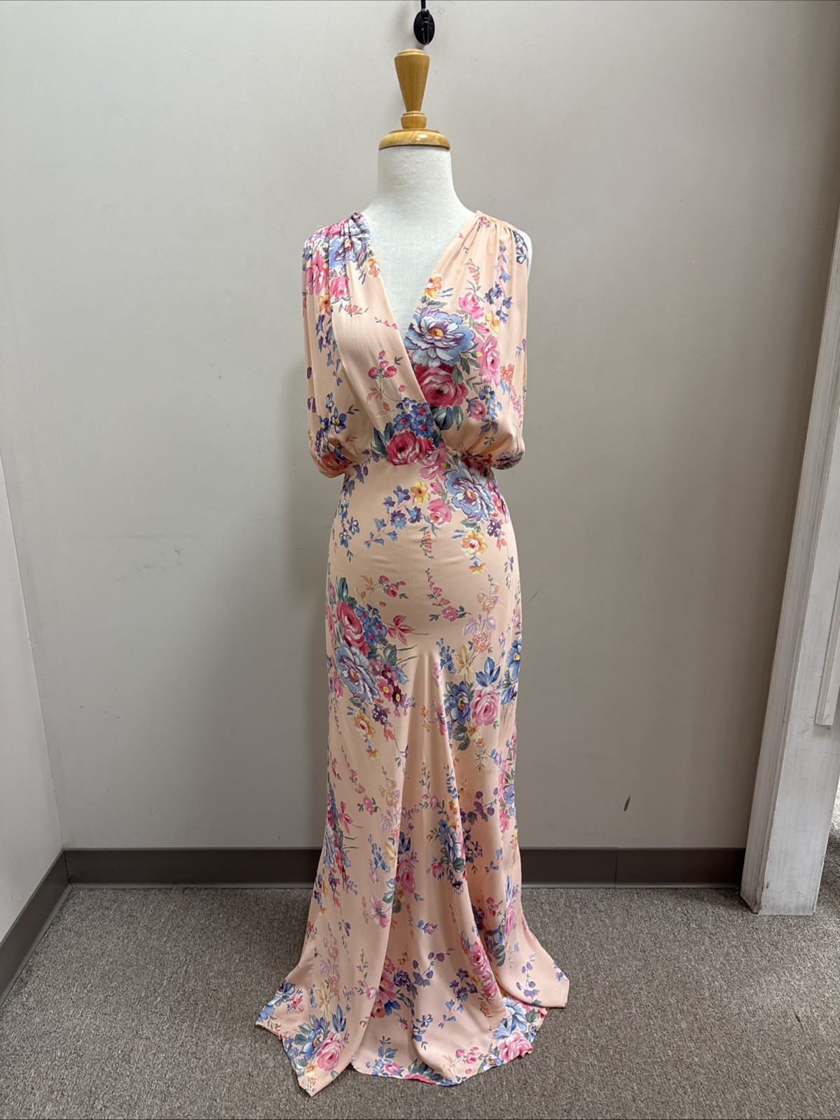 1940s Floral Bias Cut Nightgown