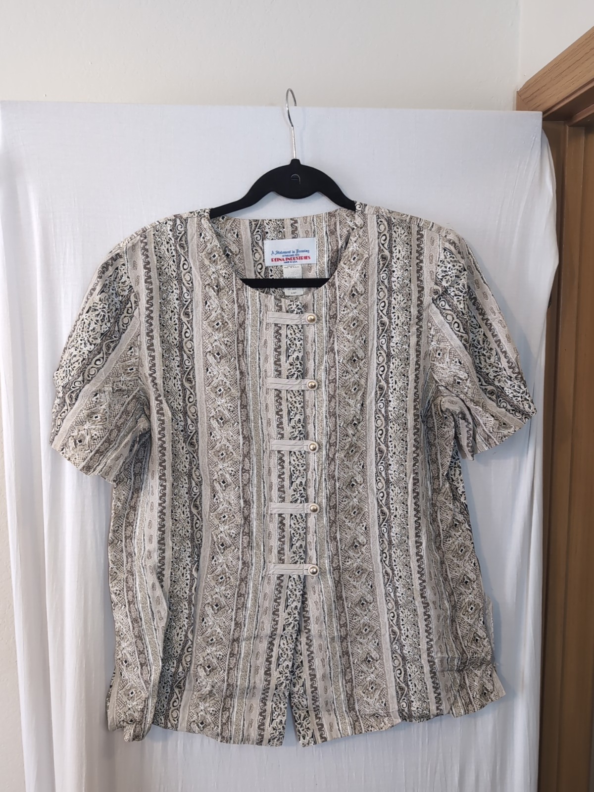 Vintage 80s Reina Industries 14P Button Up Striped S/S Shirt