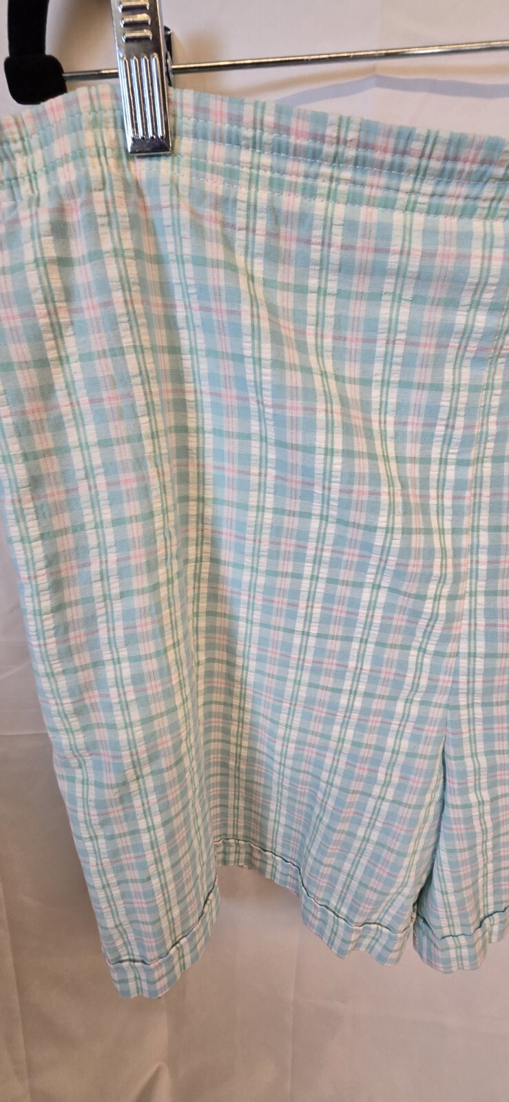 Vintage Graff Californiawear Shirt & Short Set, Size L/12, Blue Plaid & White