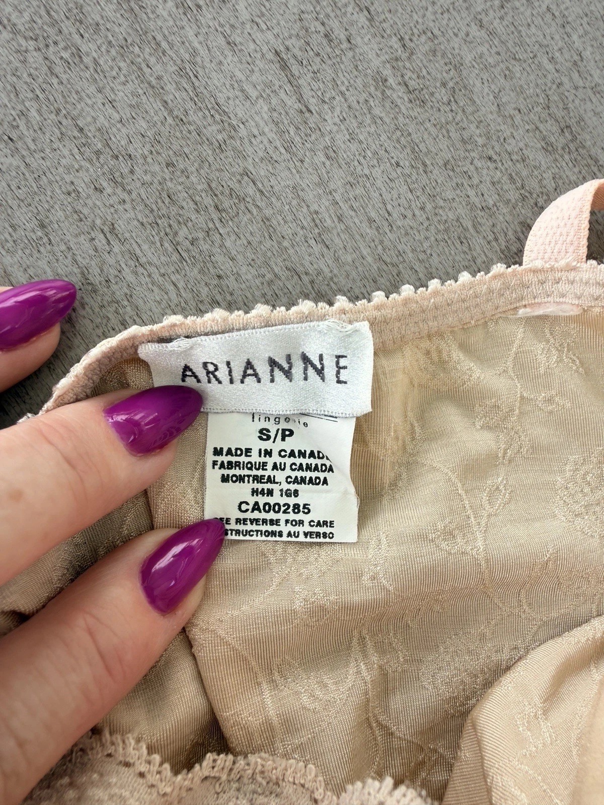 VTG 90s ARIANNE Small Nude lace Trim UnderwireTeddy Lingerie Boudoir