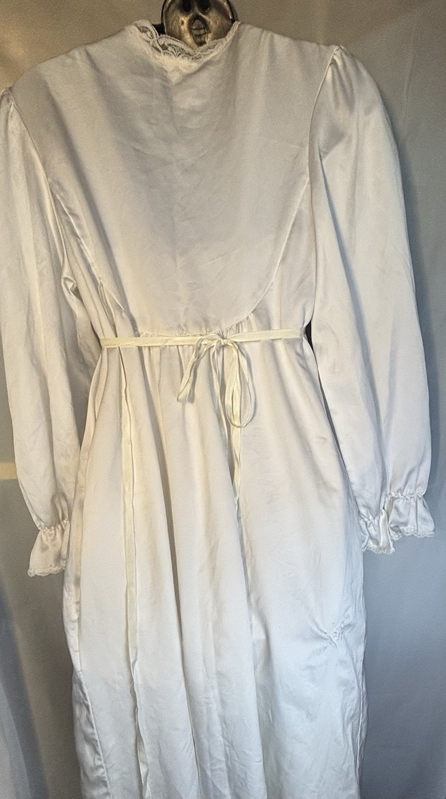 Vintage Barbizon Ivory Satin Lace Peignoir Set Gown & Robe 1950s Lingerie READ