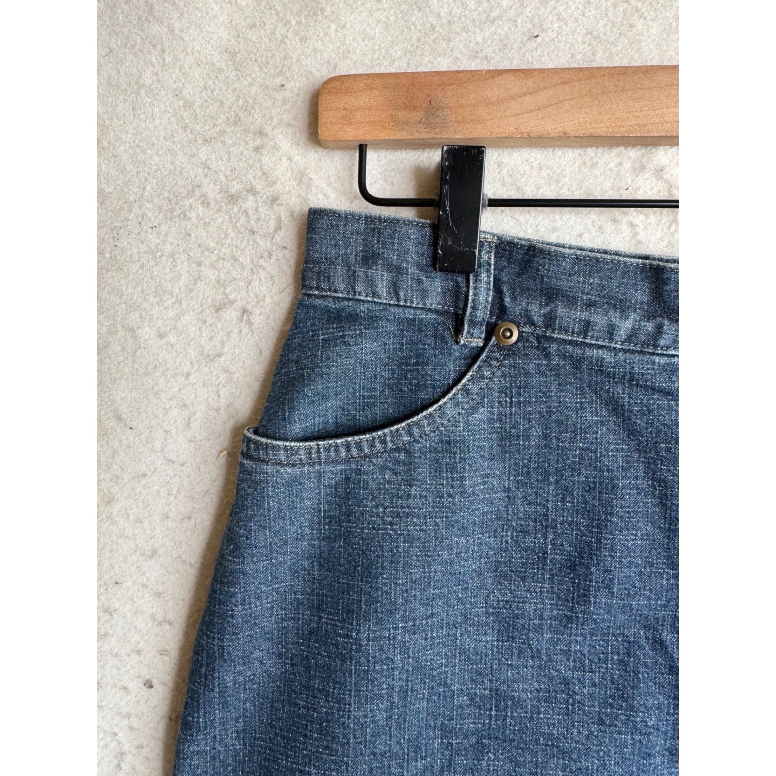 Gotcha Covered Vintage Denim Midi Skirt Indigo Blue High Waist Made in USA 8