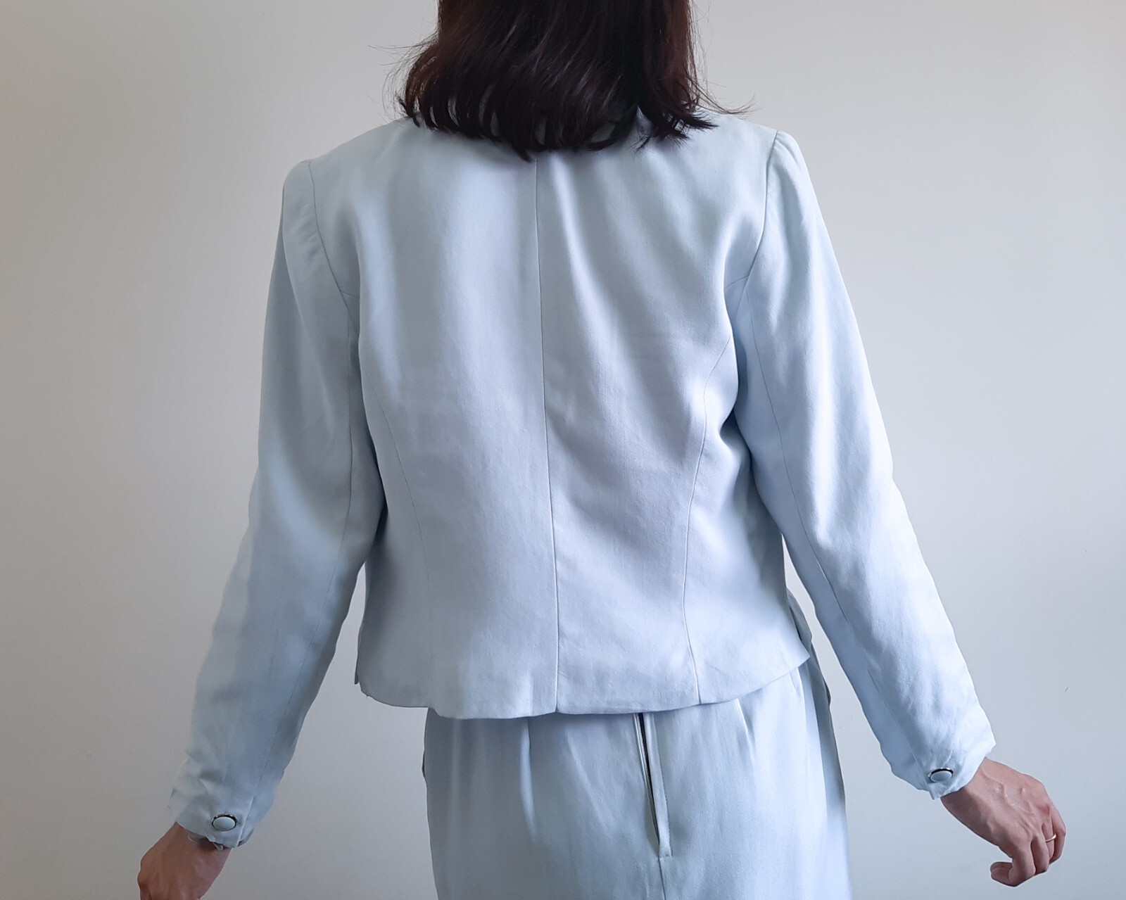 COURREGES 2 piece set Blue pastel jacket and skirt Womens Size S jacket skirt