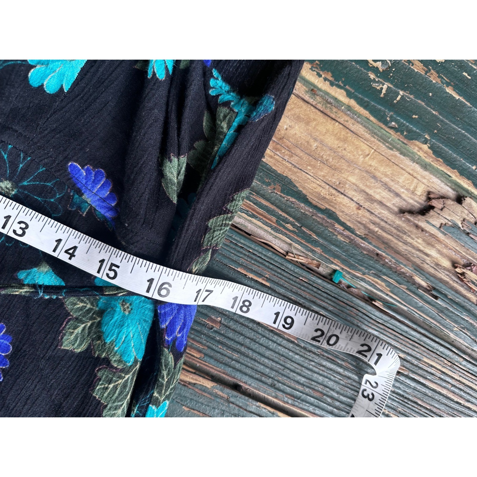 Darian Vintage Floral Maxi Dress Black Teal Purple Rayon Crepe Sleeveless Sz 14