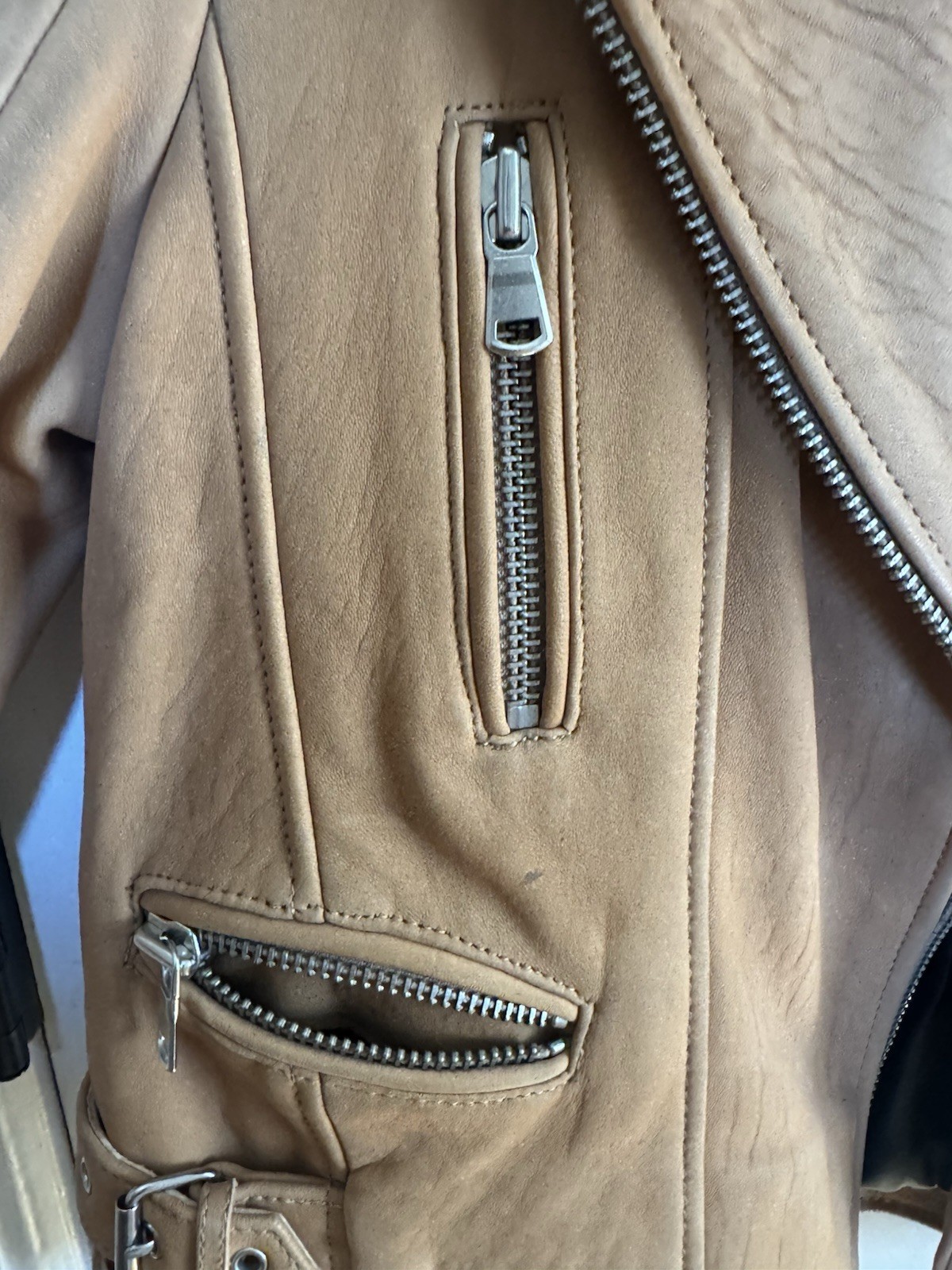 The Kooples Women’s Camel Leather Motorcycle Spring Fall Jacket S Small