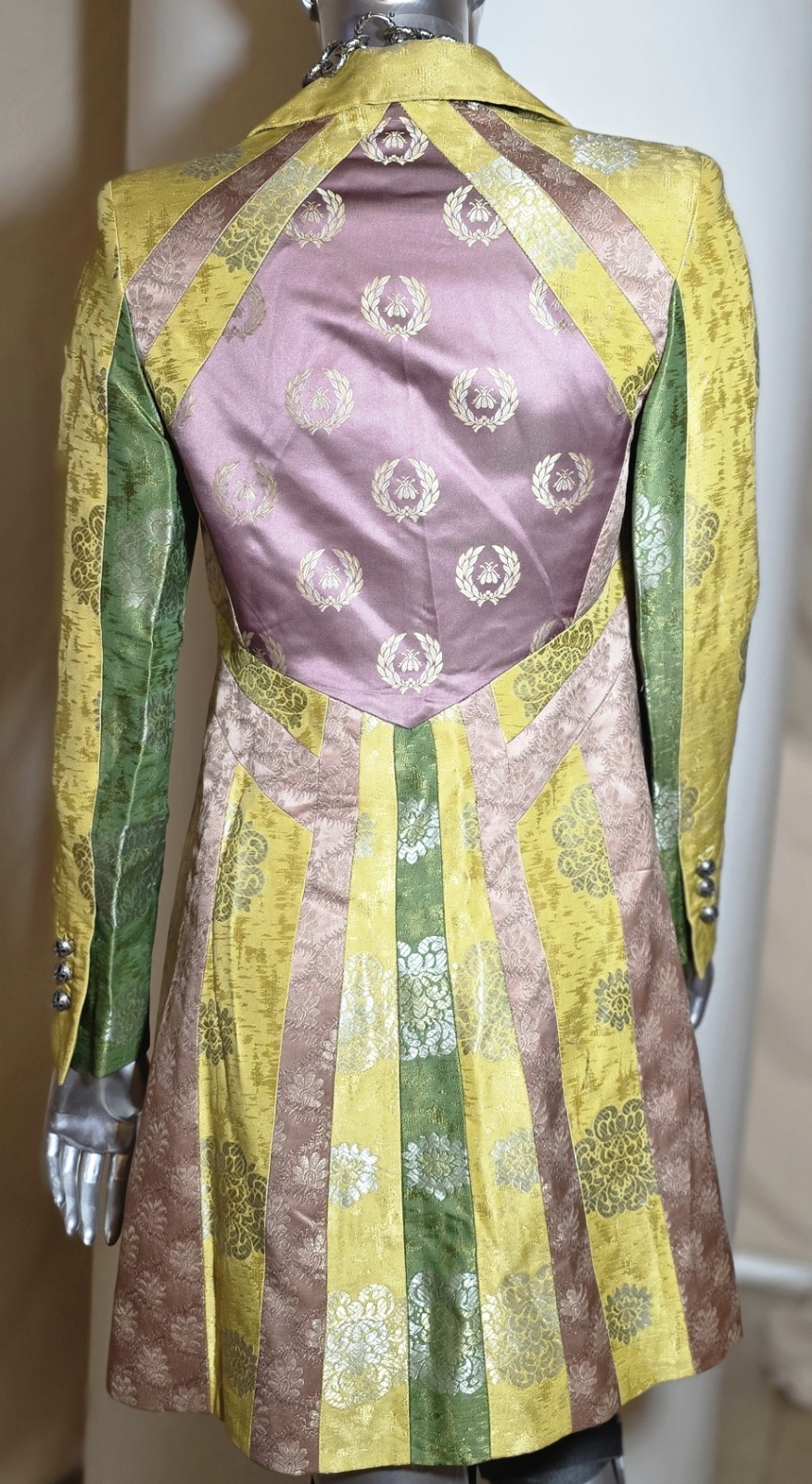 Gianni Versace Coat Brocade Floral Metallic Rare 90s Runway Luxury Made In Italy