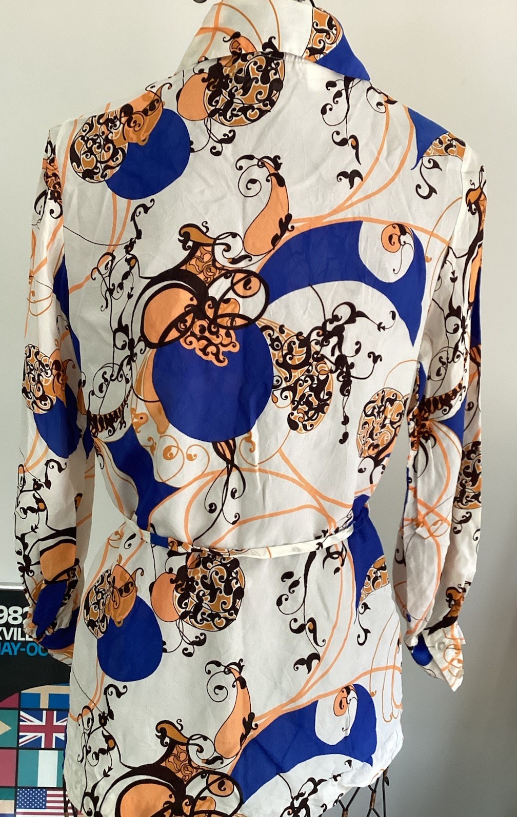 Women’s 60-70’s Blouse Sz 8 French Cuffs Belted Wards