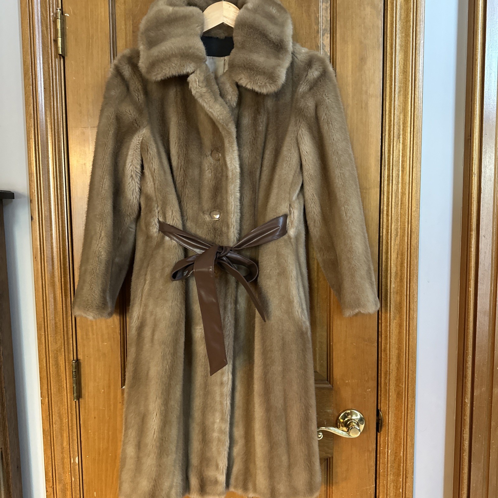 Vintage Grandella Faux Fur Car Coat With Belt. Classic and Elegant. Faux Mink.