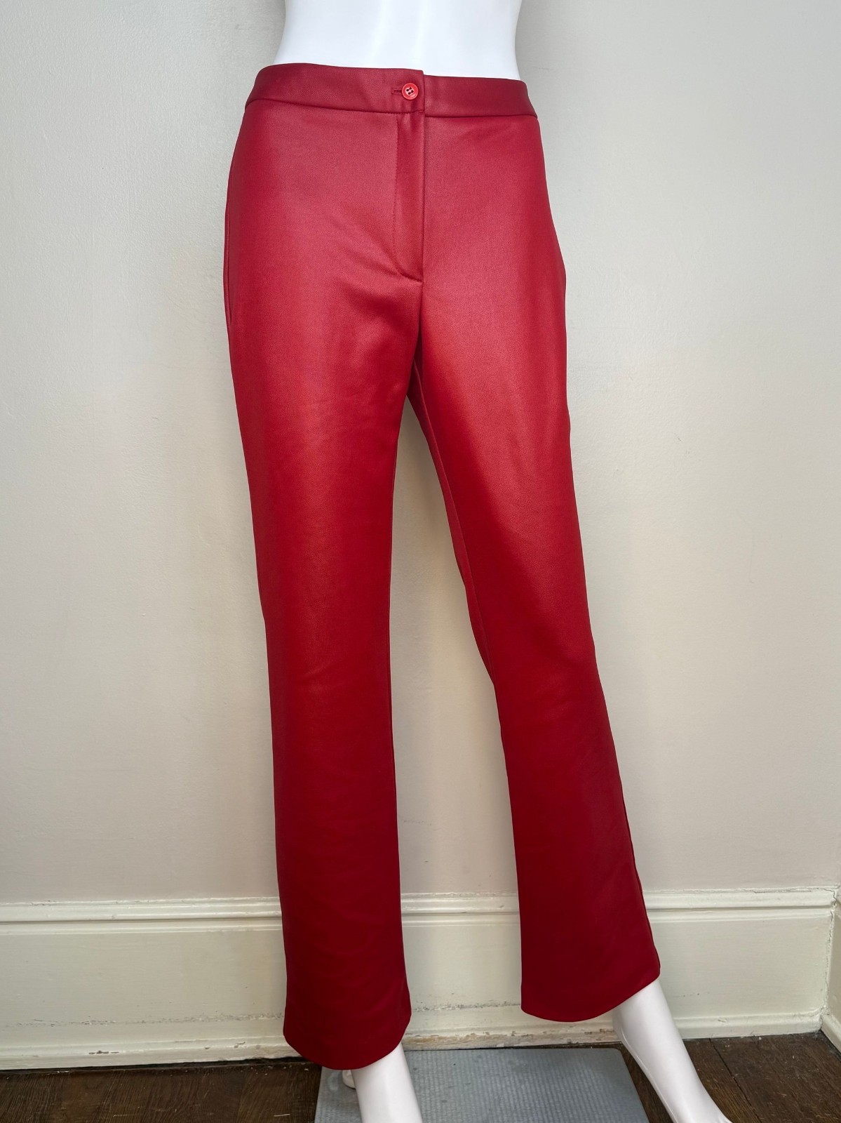 Vintage 1990s Shiny Red Pants Flare Leg 90s Star CCC City Clothing Co Stretchy