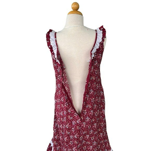 VTG Hilda Hawaii Cottagecore Prairie Maxi Sundress Ruffle Lace Calico Floral Sm