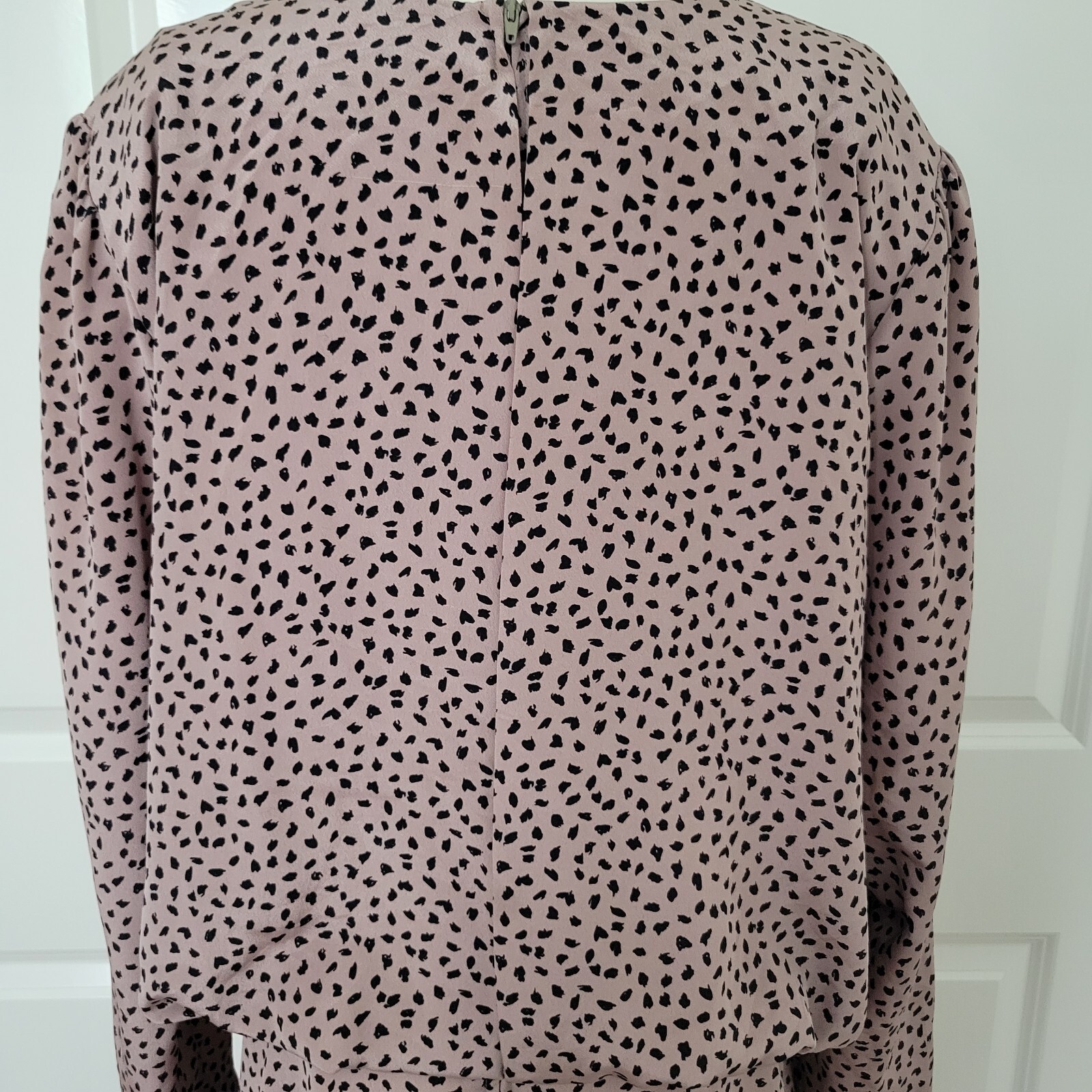 Vintage Jordan Ari Dress Leopard Print Flowy Long Sleeve Brown Pleated Size M