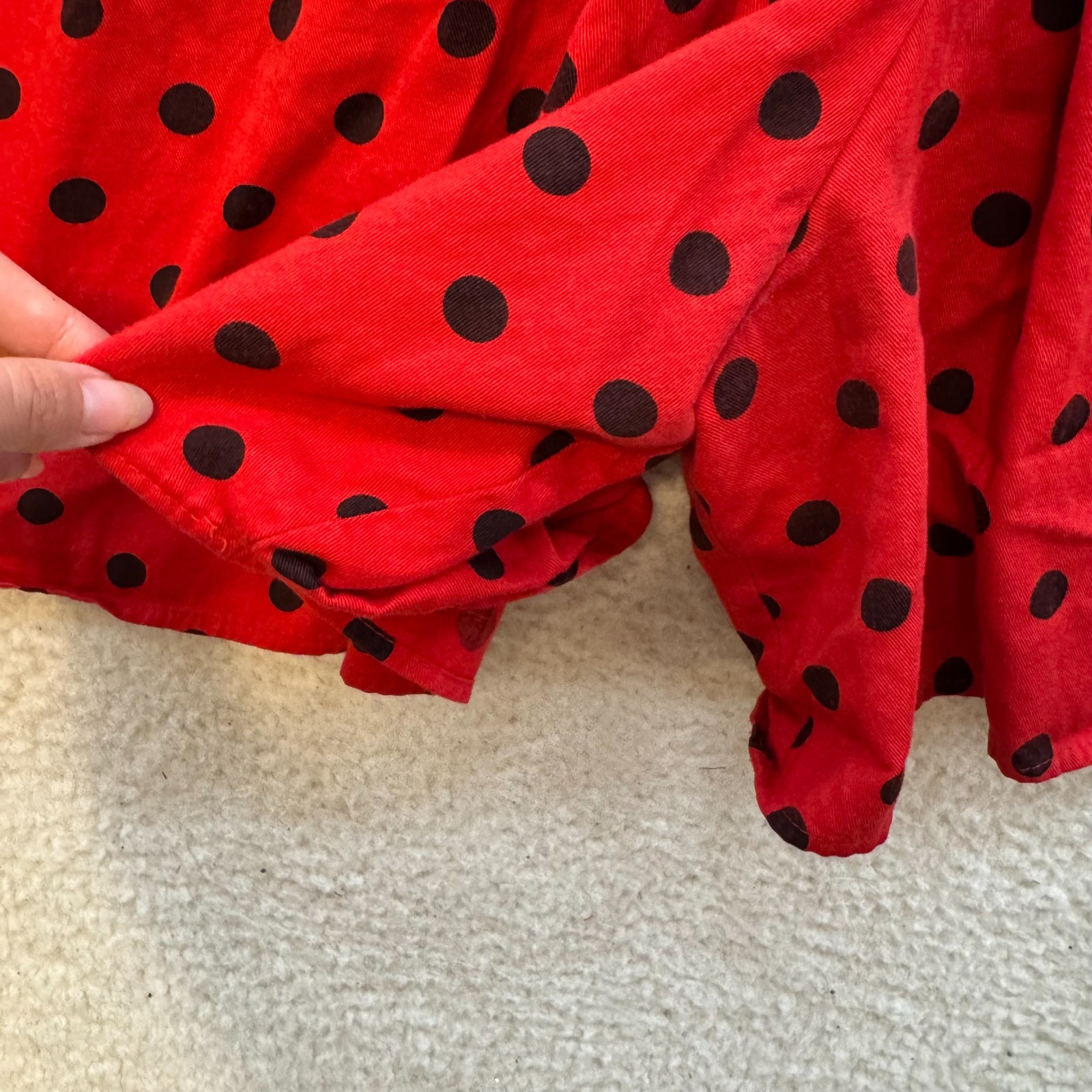 90s Vintage Romper Dress 11 12 Large Red Polka Dot 50s 60s Retro Mod Rockabilly