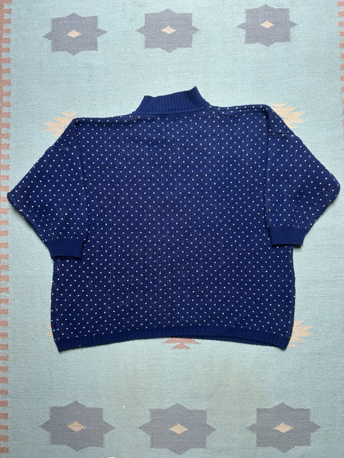 Vintage 80s acrylic knit sweater Birds Eye Venezia 1/2 sleeve henley cropped XXL