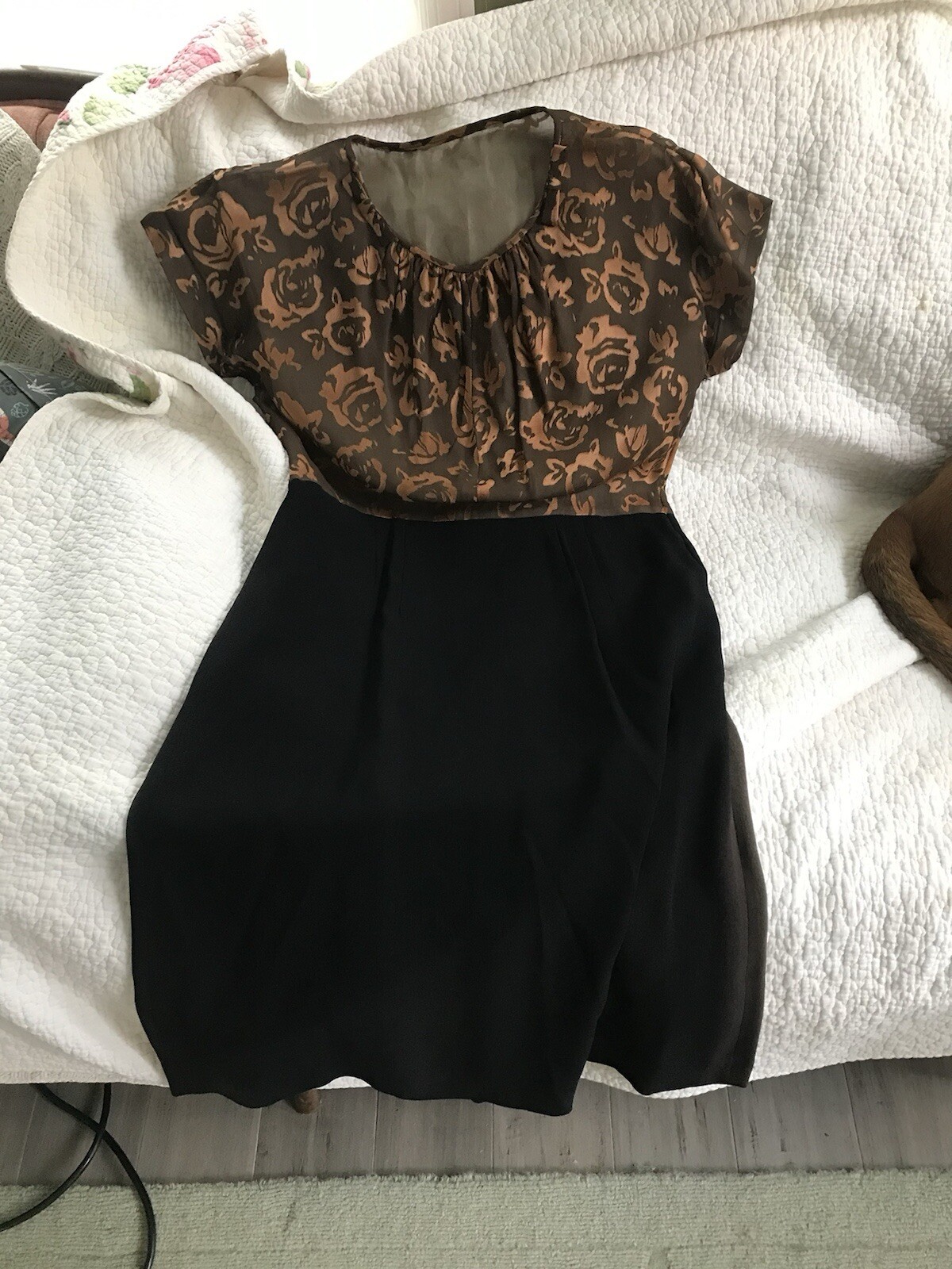 Gorgeous 1940s Two Piece Dress Jacket Set Brown Raised Velvet B46 W34 Vtg