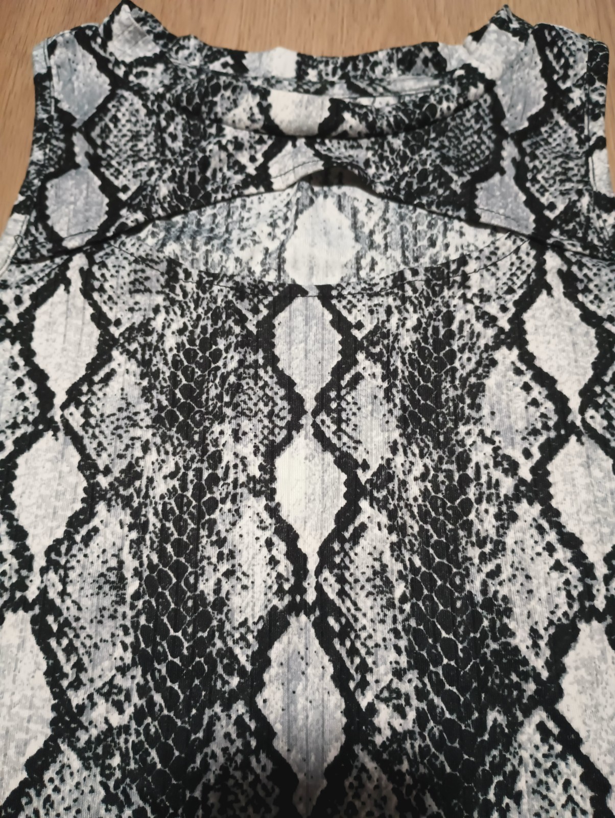 Vtg 90s Stretch Python Snake Animal Print Cutout Open Front Tank Top XS