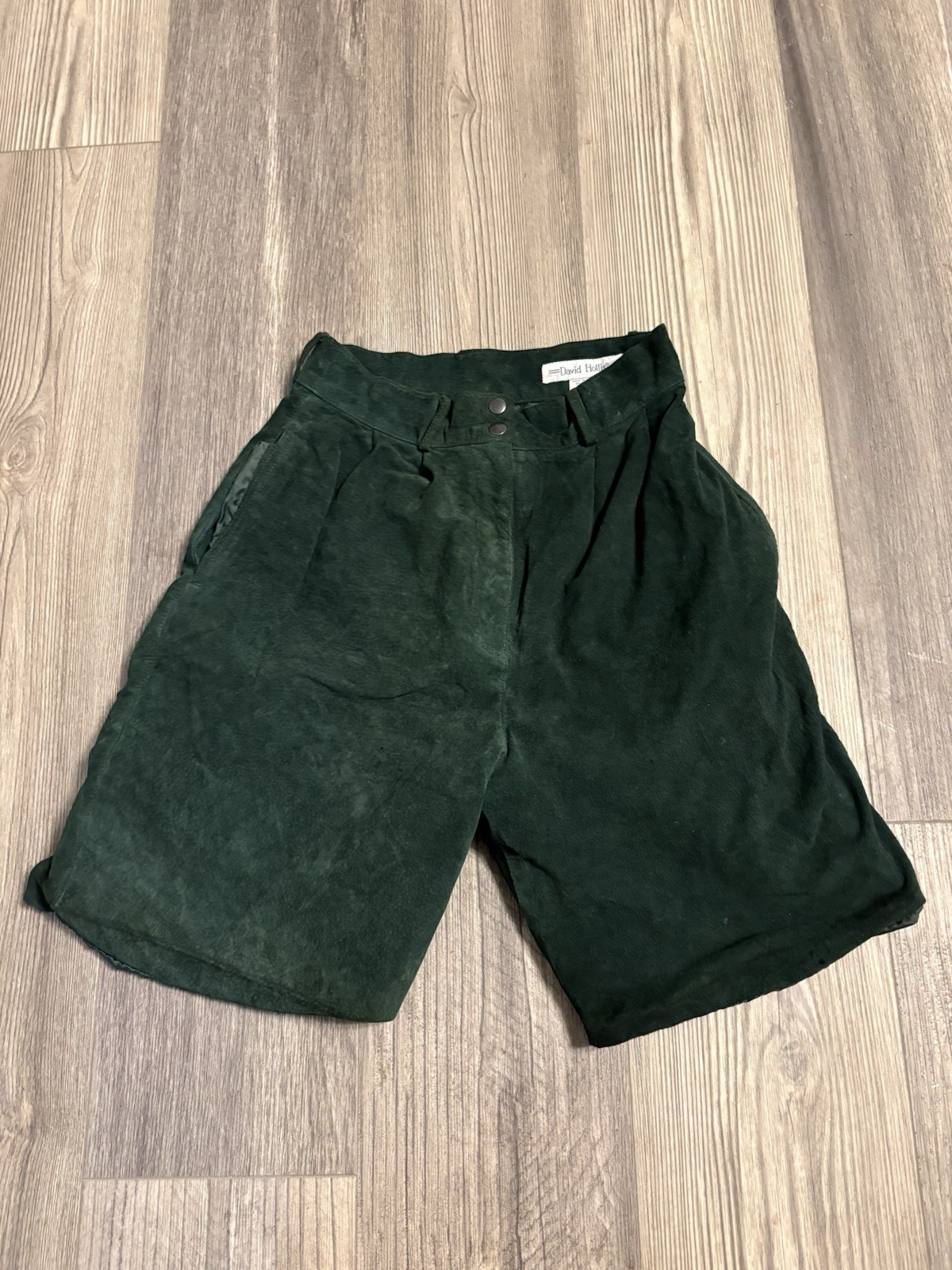 David Hollis Vintage Suede Shorts Size 10 Dark Green Dark Academia Indie Sleaze