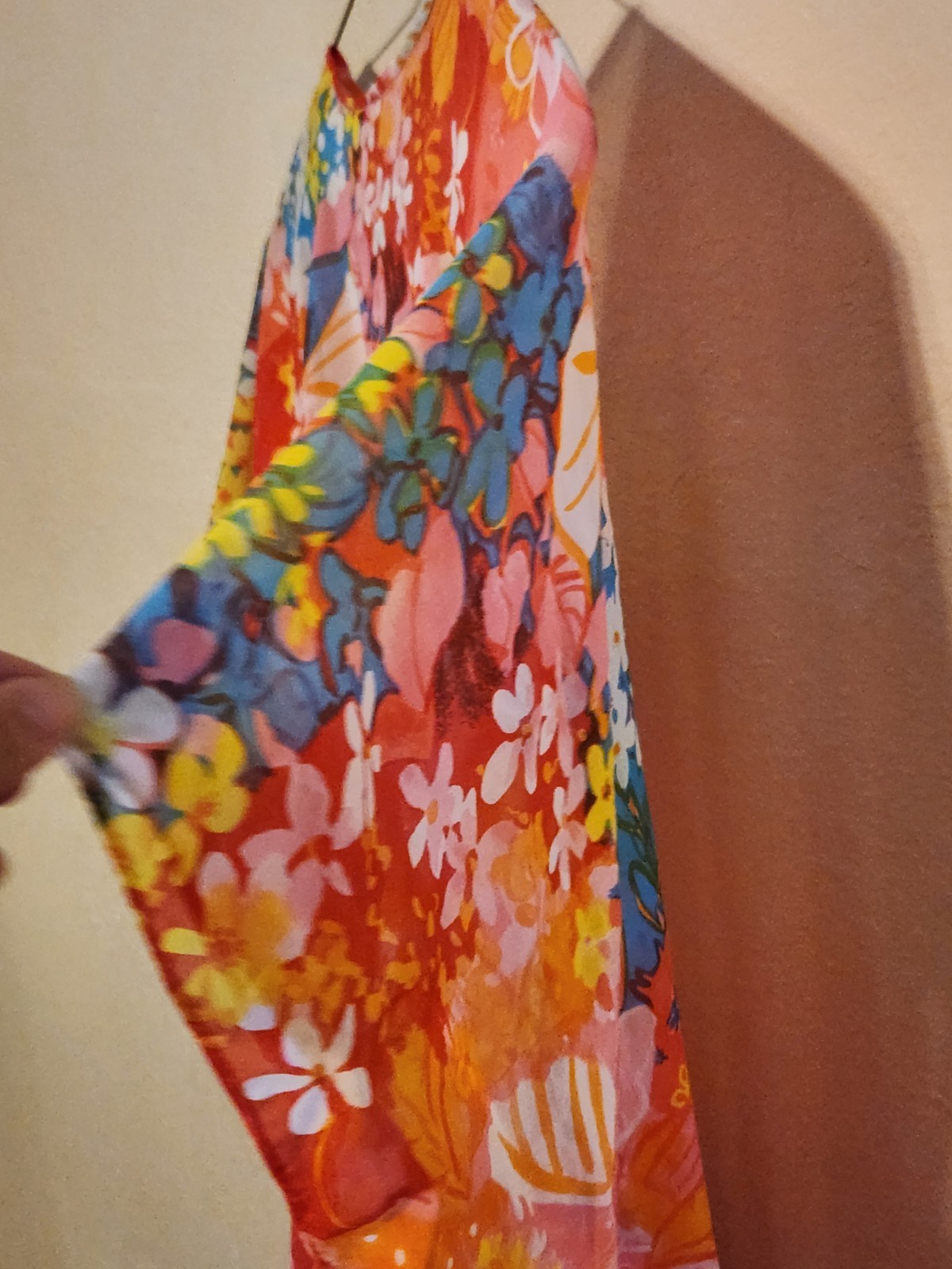 Vintage 60s Mod Bright Floral Print Kaftan Mumu Hippie Dress By Leo Naroucci HTF