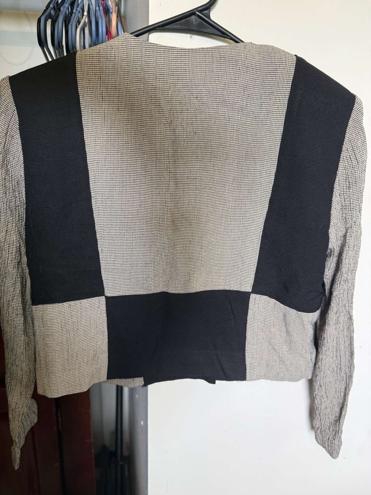 Vintage 90s Taurus II Color Block Blazer Jacket Houndstooth Cropped Petite 6P