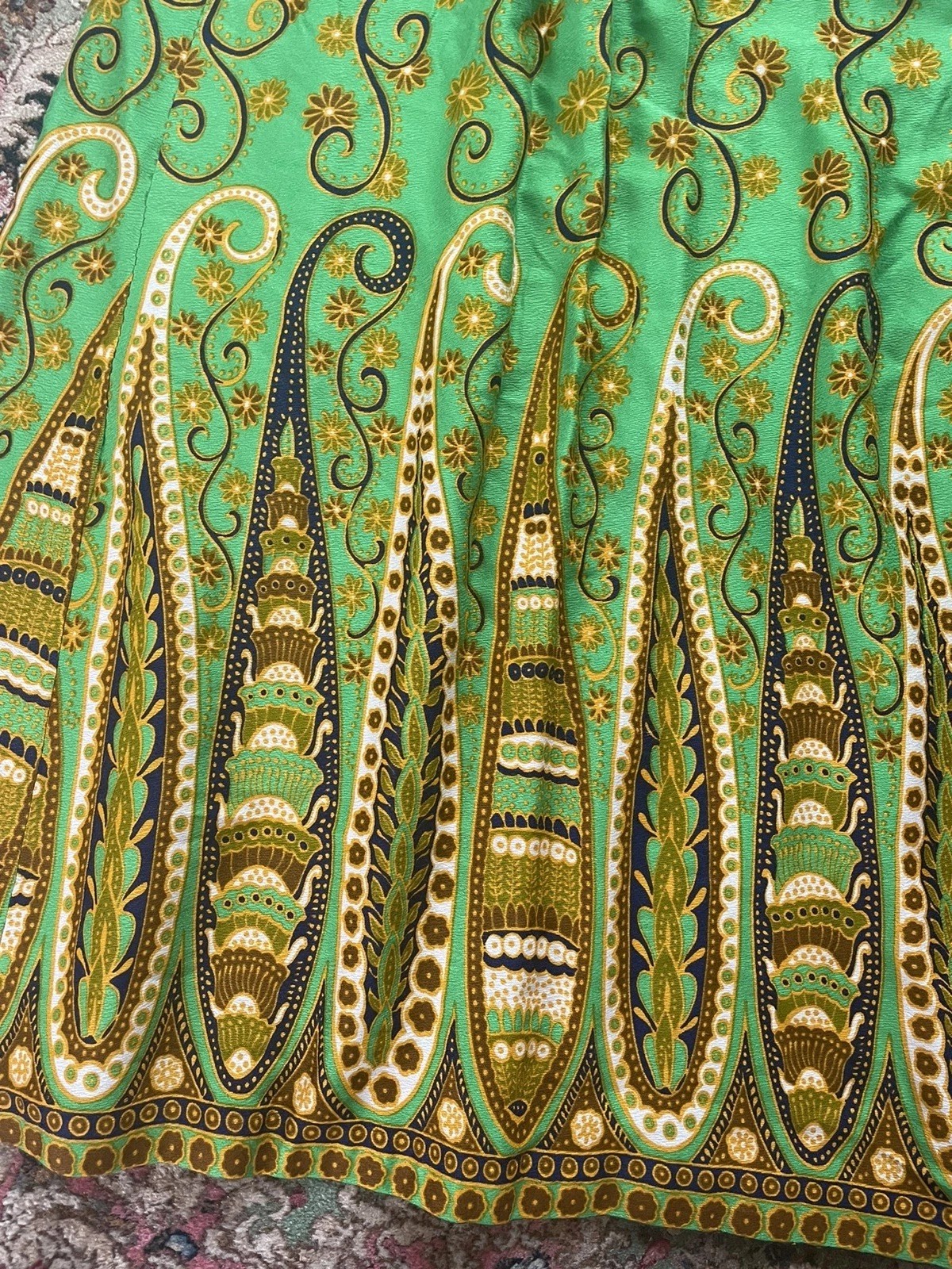 Vintage 1960’s Alex Coleman Maxi Skirt Neon Green Trippy Boho Dopamine S