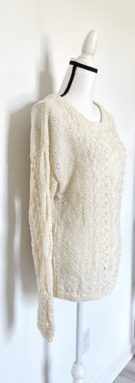 1990s Tunic Length Open Weave Designer Sweater