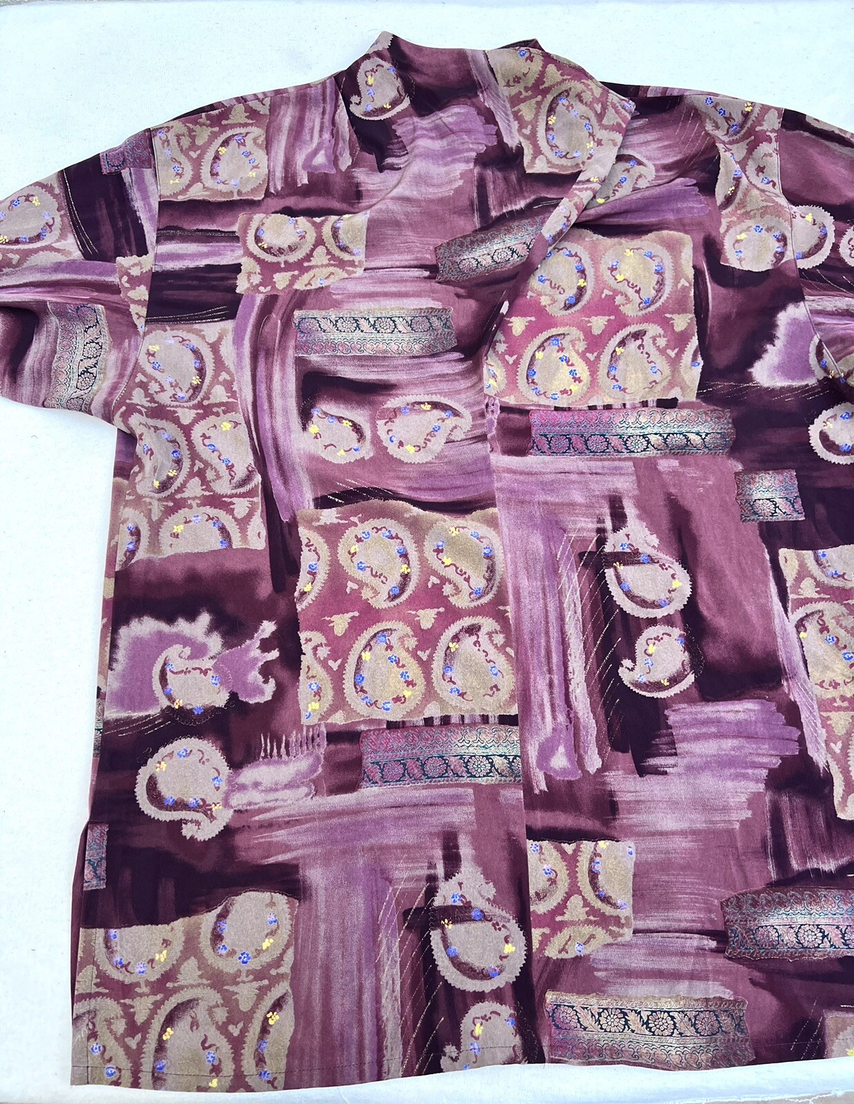 Christian Aujard 90s Vtg Paisley Cowl Blouse LS Pullover 86/90cm Japanese import