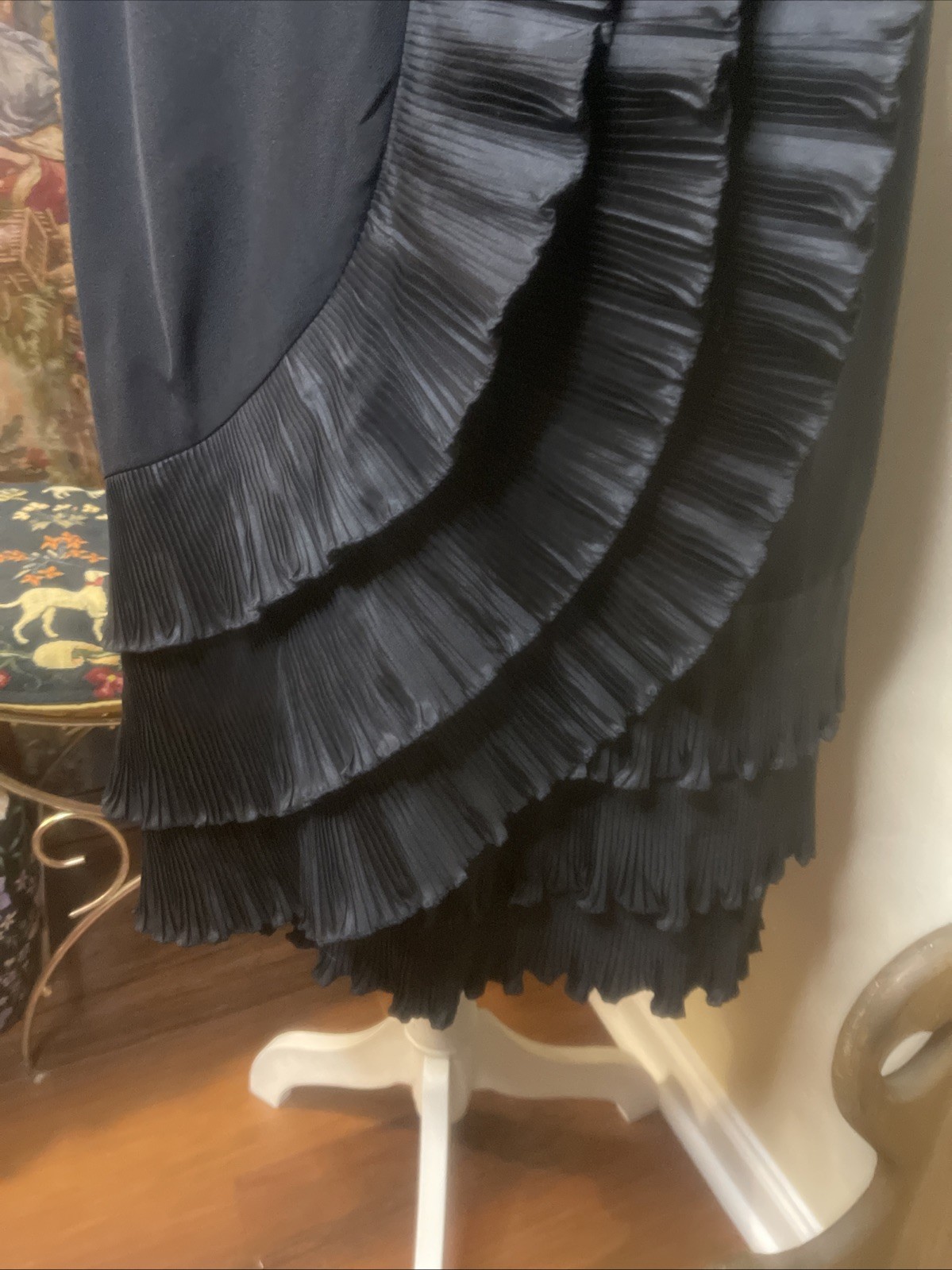Vintage The Crescent Spokane Black Ruffle Cocktail Dress ILGWU Union Made