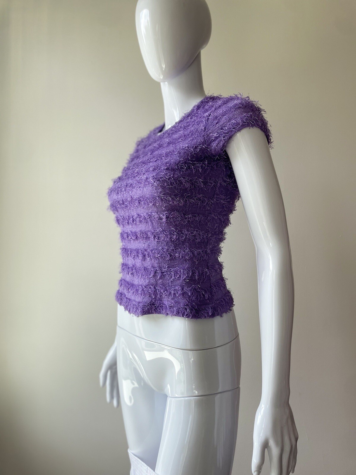 Vintage S Purple Top Amy Byer Rave Club Y2K 90s Fuzzy Lavender EUC