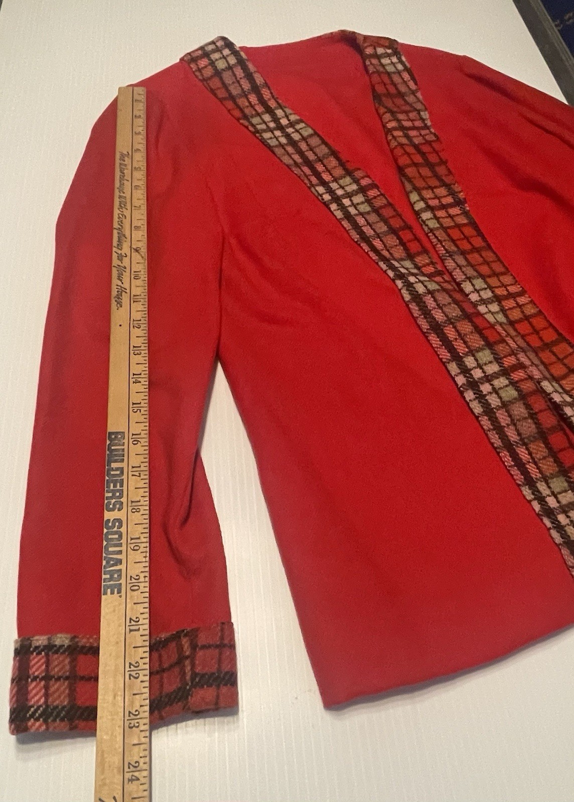 Vintage Handmade Red Sleeveless Top And Open Cardigan 70s Poly
