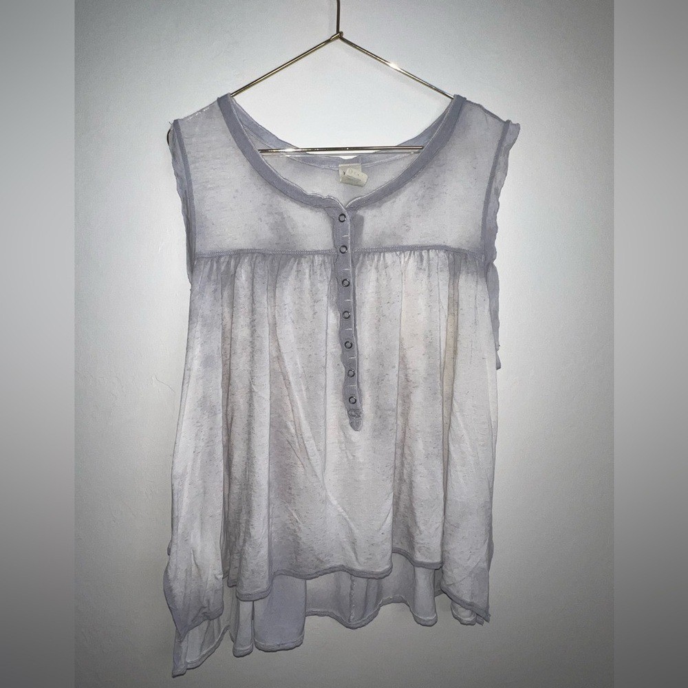 We The Free Sheer linen blend Sleeveless Button-Front XS Camisole in Light Gray