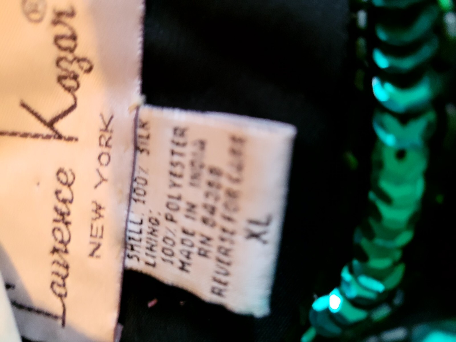 Stunning vintage Laurence Kazar beads&sequins on black silk SZ XL