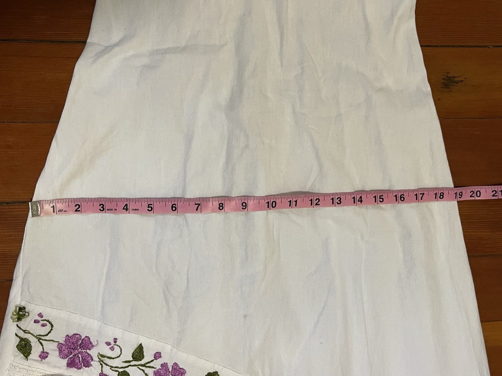 Vintage 1970s Mexican White Cotton Purple Flower Embroidered Halter Dress 70s