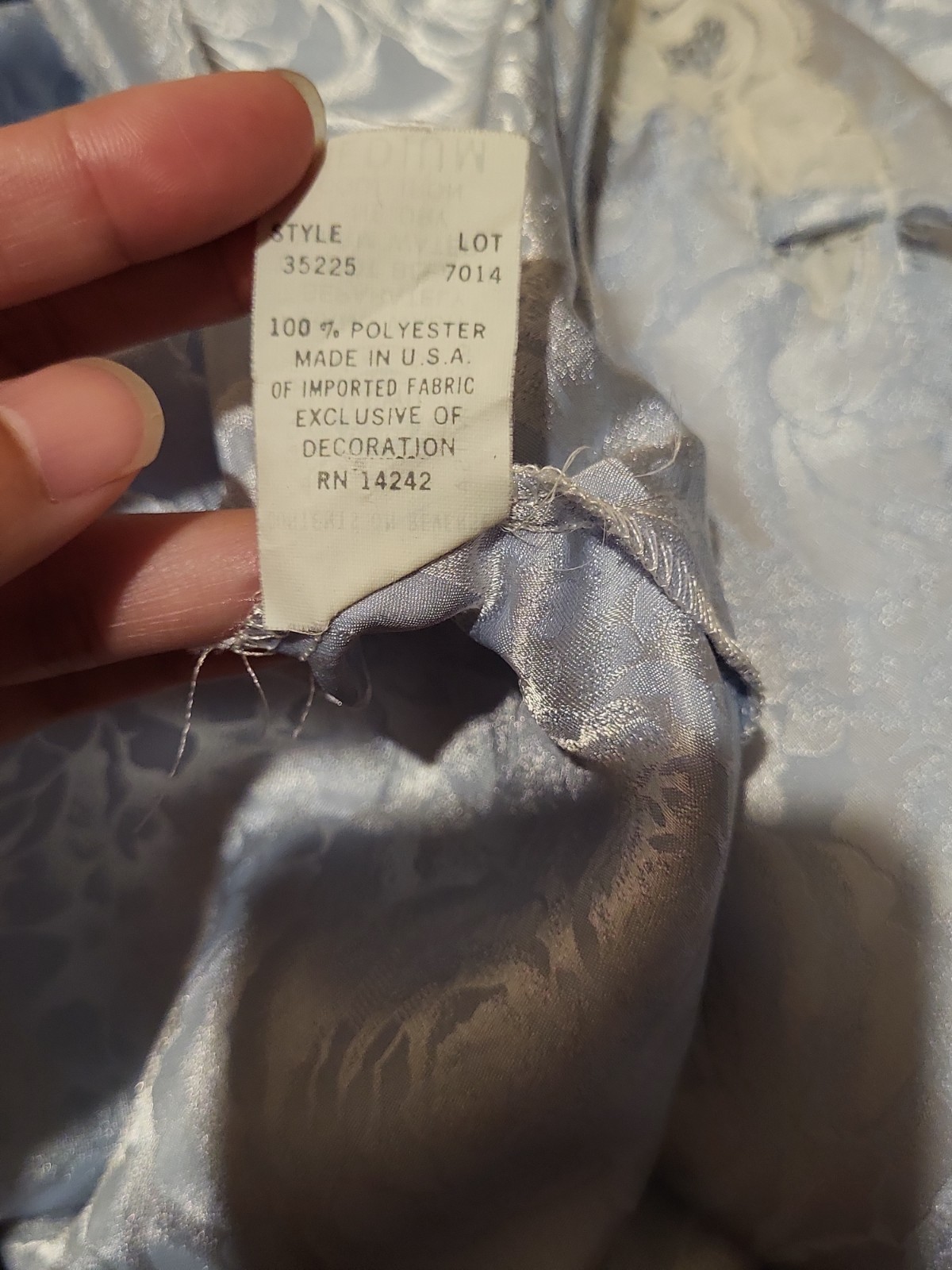 Vintage Christian Dior Paris New York Satin Night Robe Lace Collar Powder Blue
