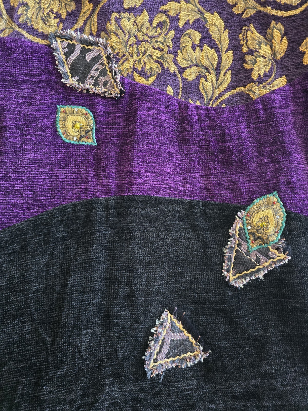 Vintage 90s Celestial Black Whimsigoth Plus Size Oversized Embroidered Jacket 1X