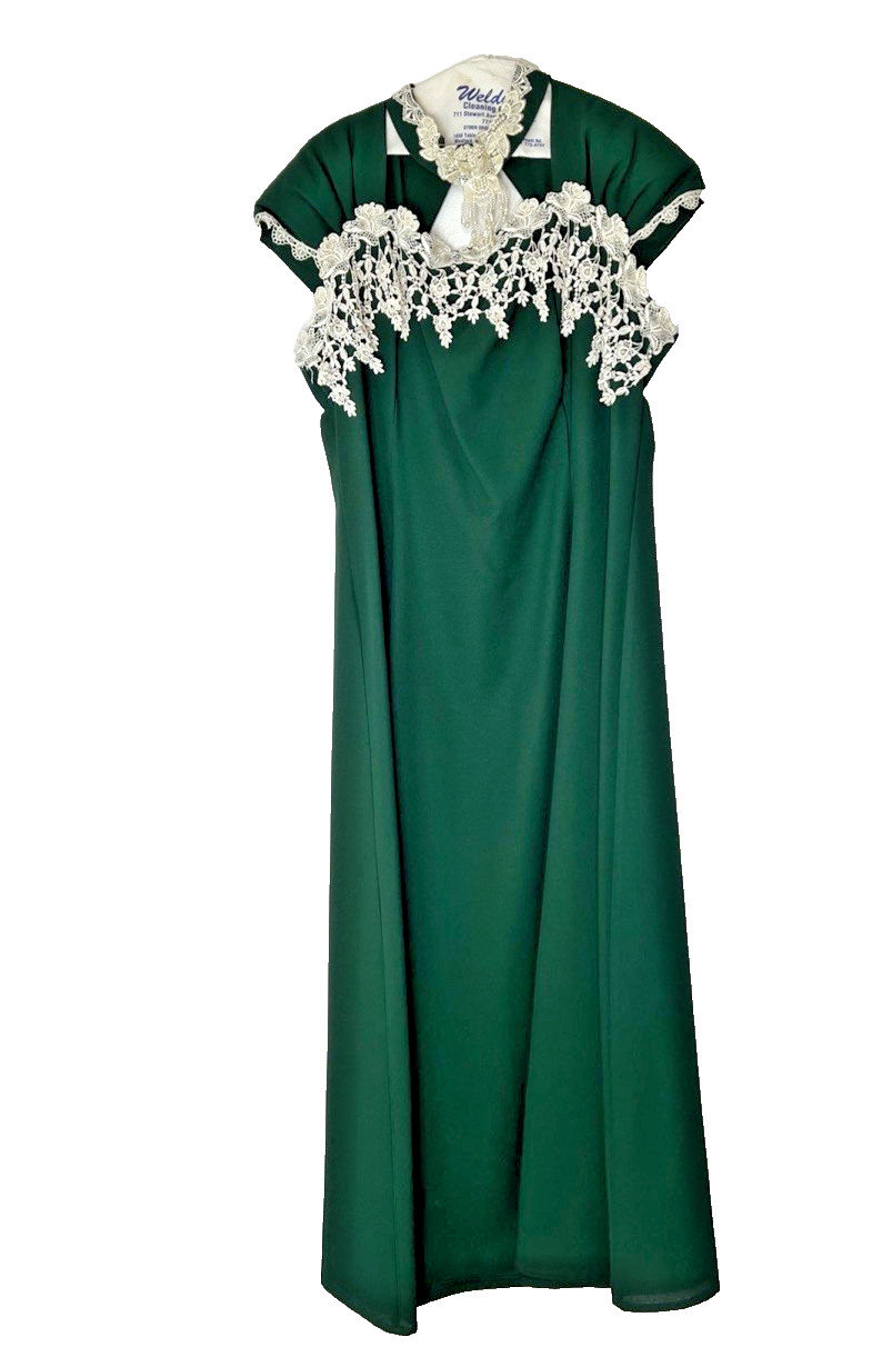 Vtg Fashion 1001 Nights Women’s Long Dress Green 90s Sz21/22