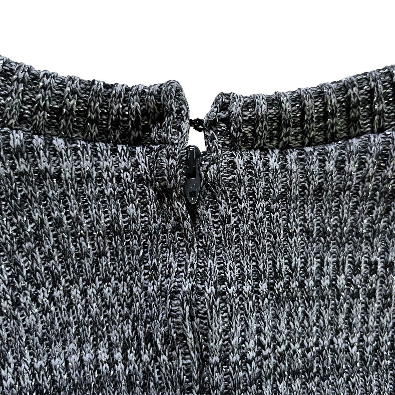 60s Vintage Black Silver Gray Ribbed Sweater Vest Pinafore Dress by Miss Magnin