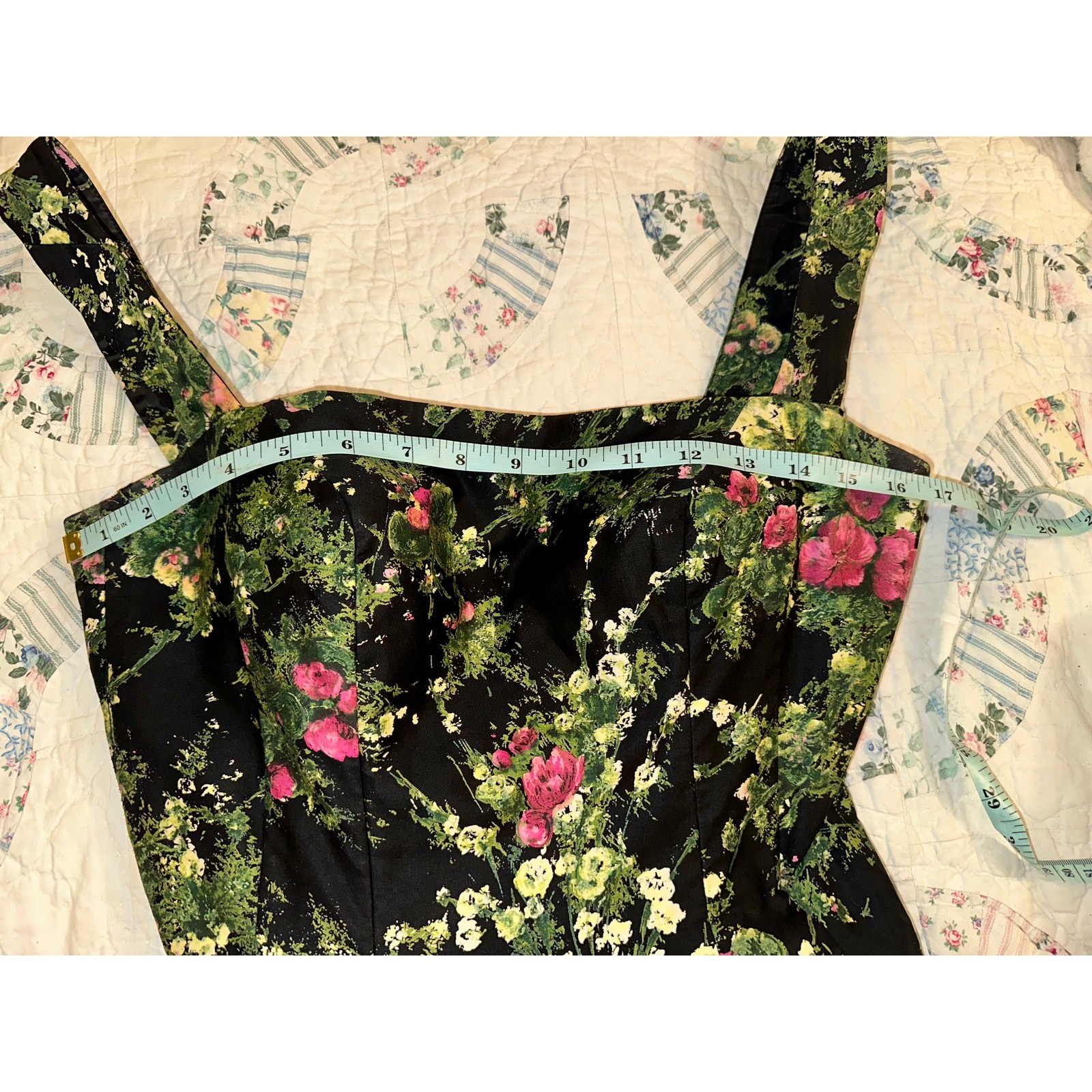 VINTAGE FIFTIES GRENELLE ESTEVEZ FLORAL PRINT CIRCLE SKIRT POLISHED COTTON DRESS